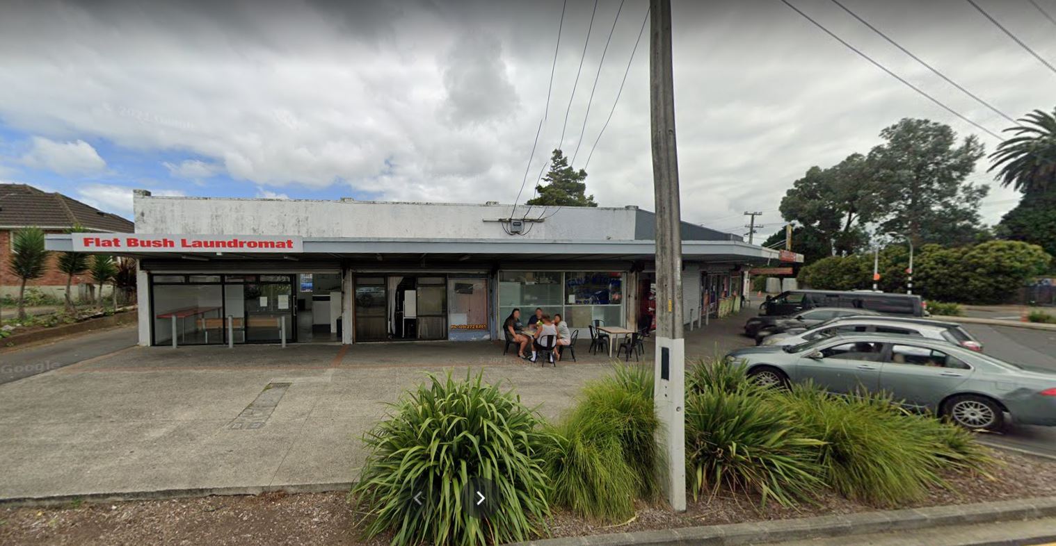 The Flat Bush Laundromat on Piako St, in Otara, was visited by a person with Covid yesterday afternoon. Image / Google 