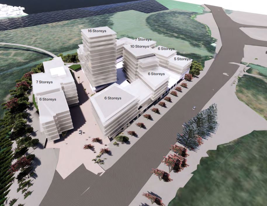 Apartment buildings up to 16 levels are proposed for Amaia between the harbour and Esmonde Rd, Takapuna. Photo / Jasmax