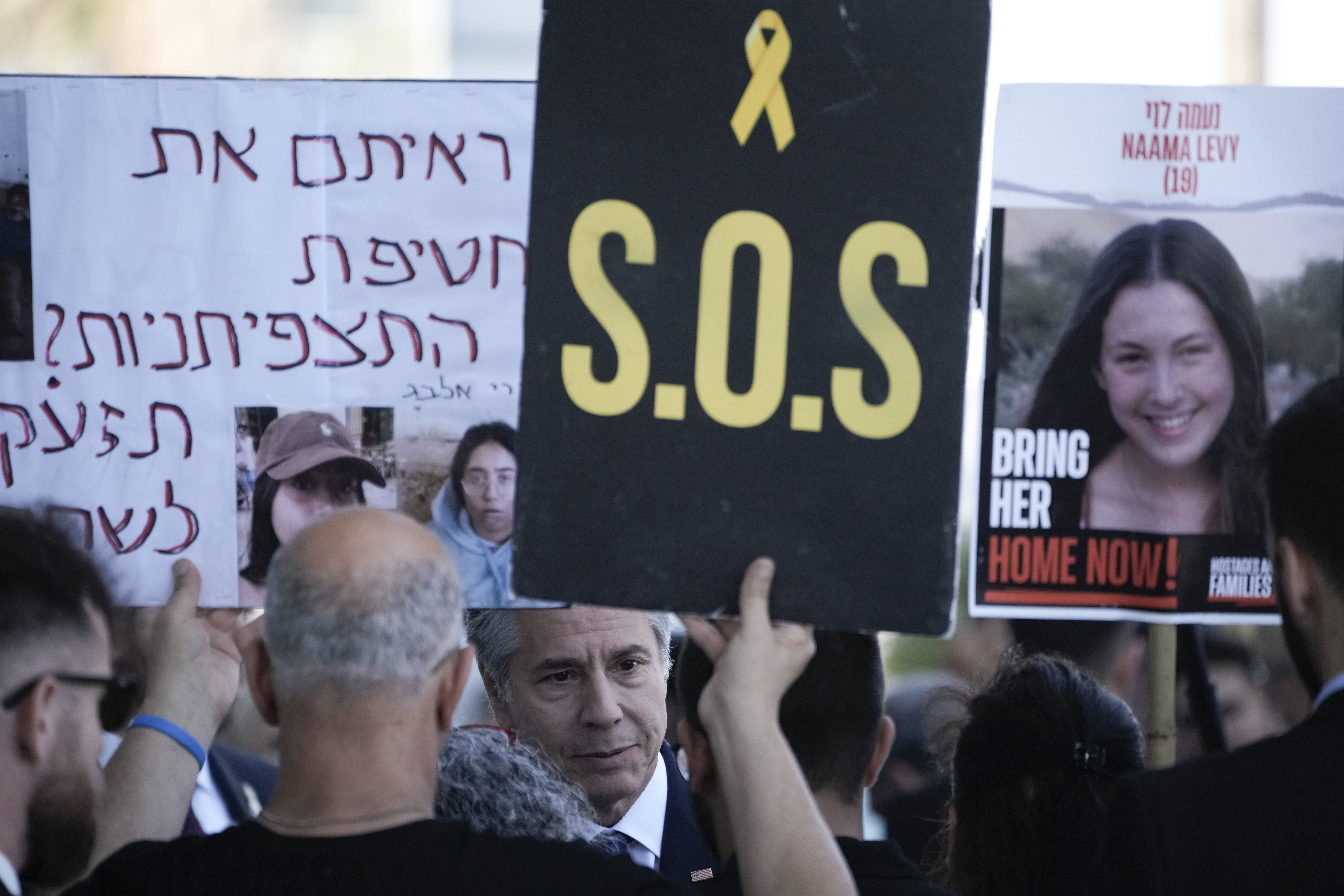 US Secretary of State Antony Blinken meets families and supporters of Israeli hostages held by Hamas in Gaza. Photo / AP