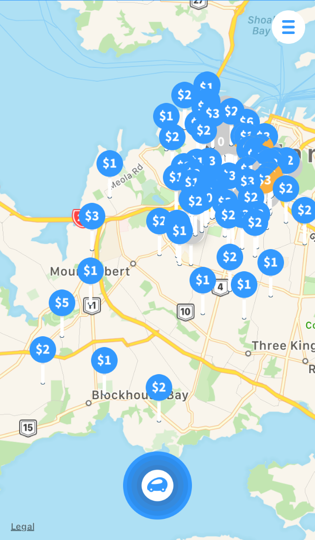 Parkable can be used by a member of the public to browse available carparks (pictured) to to view private private spaces.