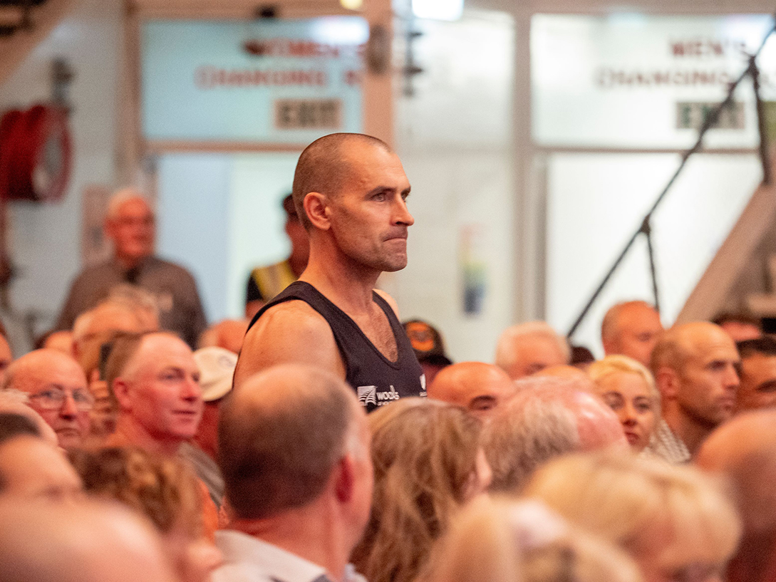 PGG Wrightson/Vetmed national shearing circuit leader, two-times winner and 19 times a finalist Nathan Stratford, seen here awaiting the start of a transtasman shearing test at the Golden Shears in Masterton in March. Photo / Pete Nikolaison