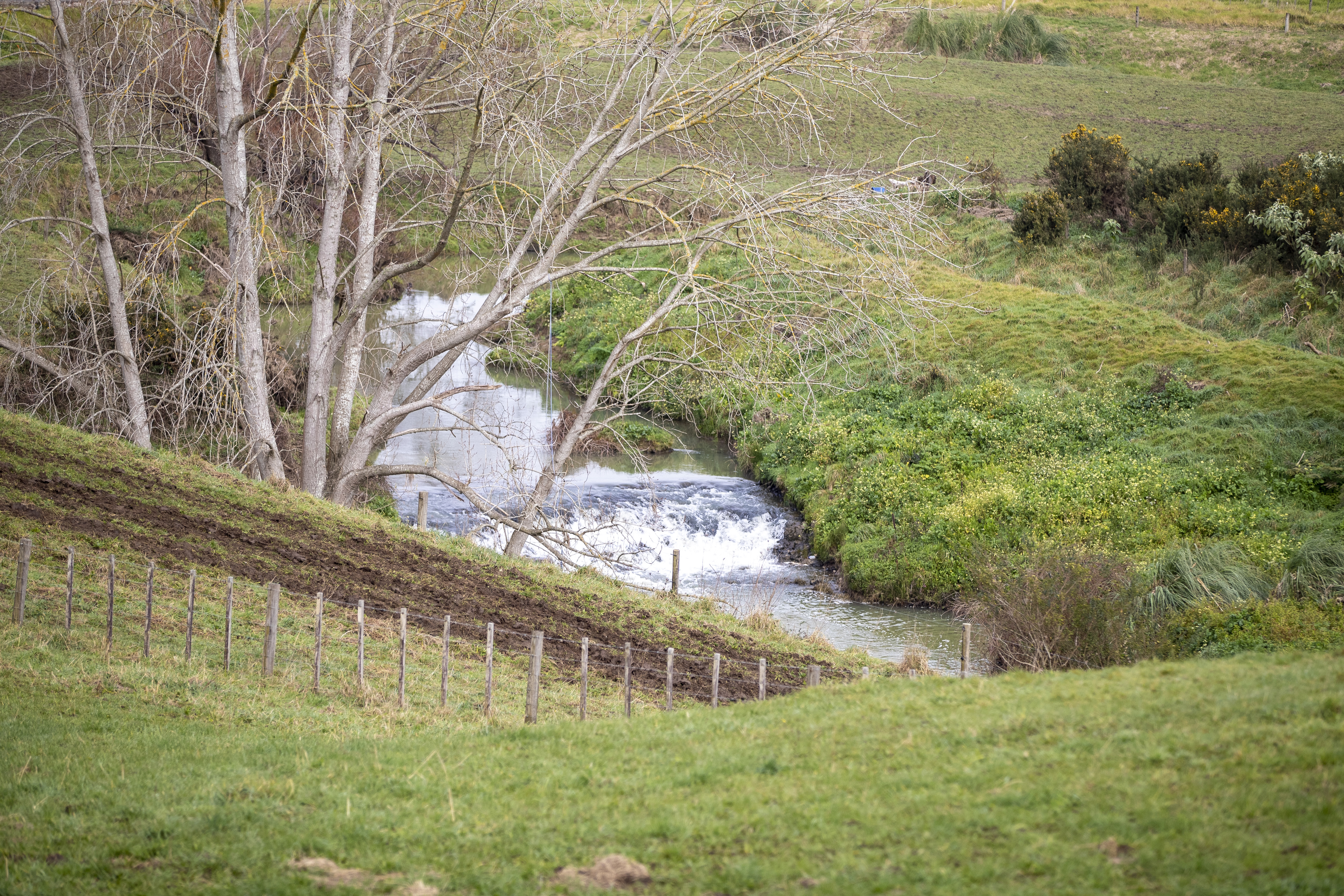 Waterfall on the Hingaia at Drury. Photo / Michael Craig