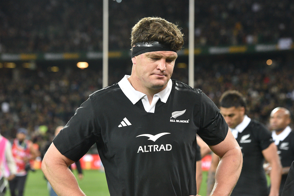 All Blacks captain Scott Barrett dejected after the latest loss to South Africa. Photo / Photosport