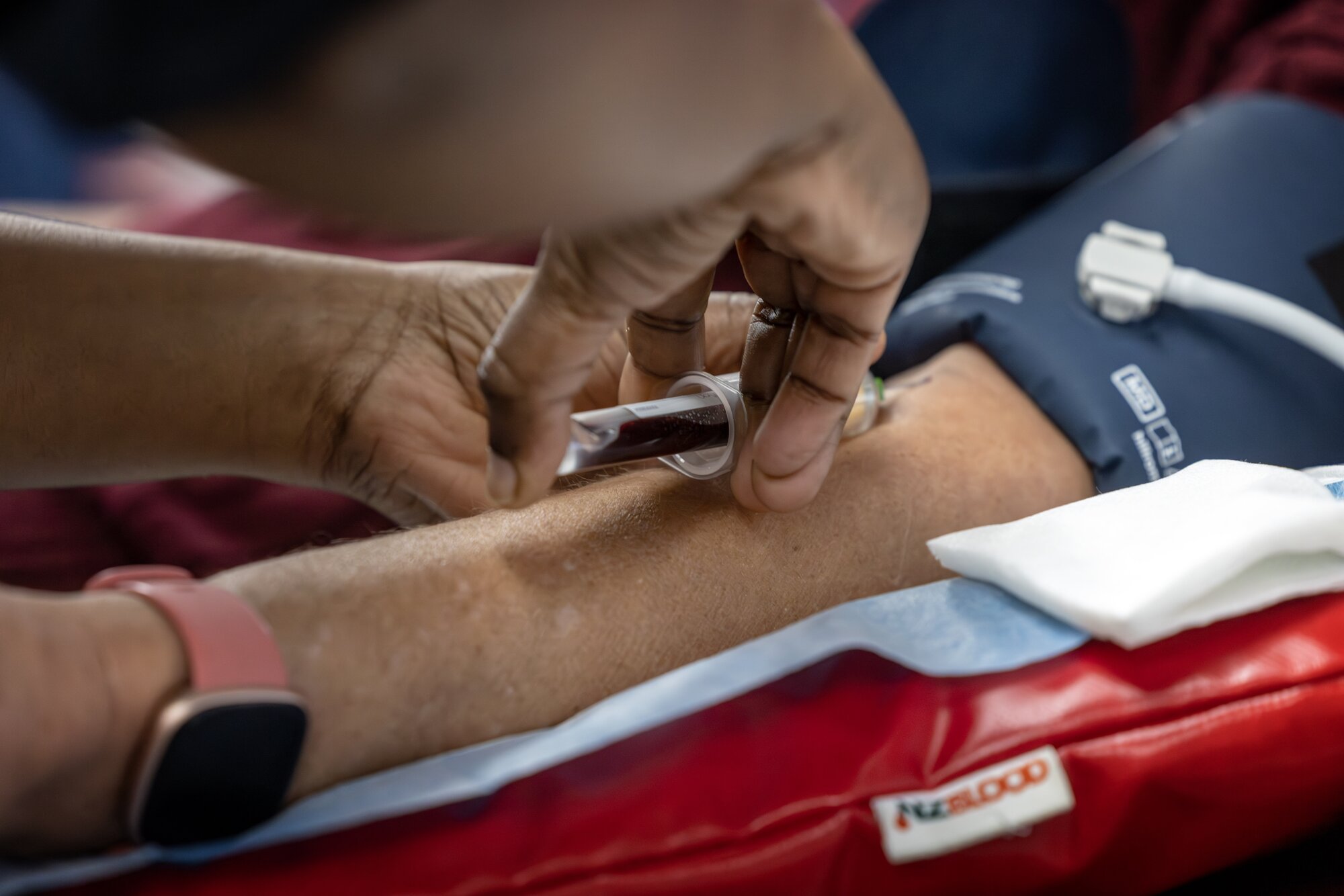 Taking a blood sample to check haemoglobin levels. Photo / Mike Scott