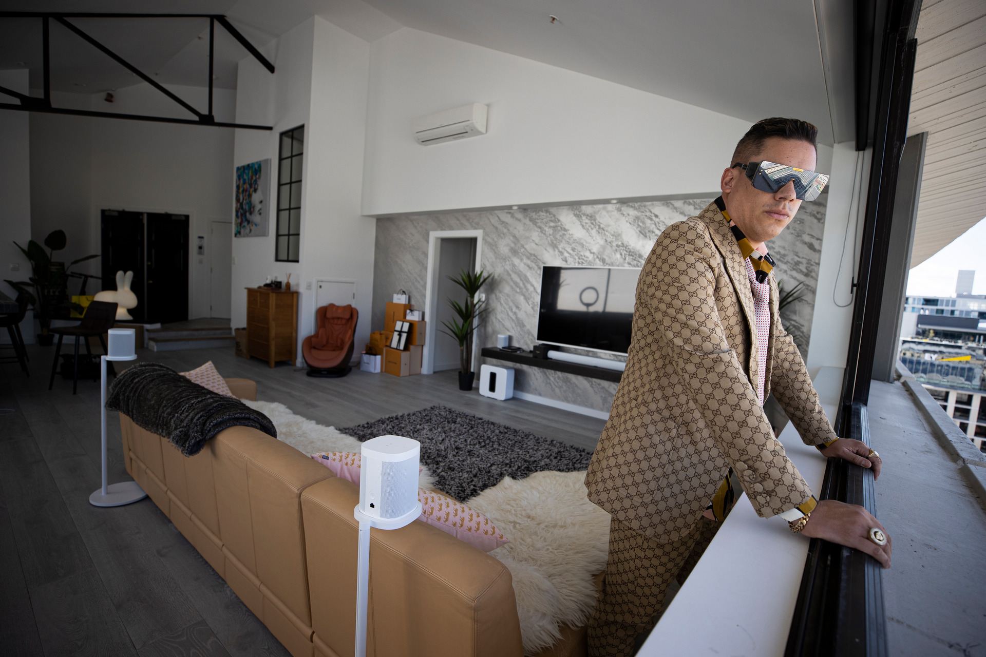 Jevan Goulter at his central Auckland apartment. Photo / George Heard