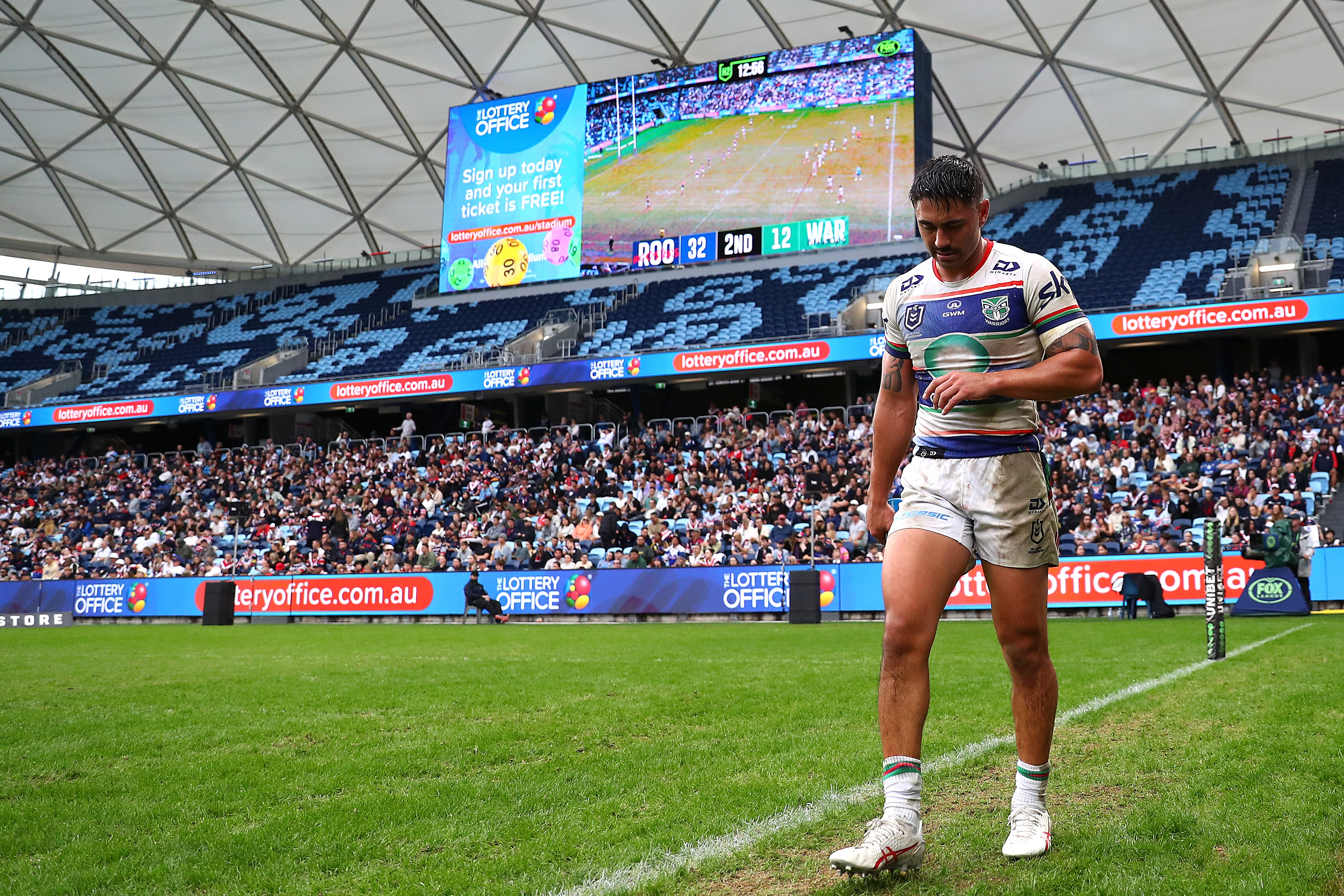 Shaun Johnson was forced from the field after suffering a pectoral injury v the Roosters. Photo / Photosport