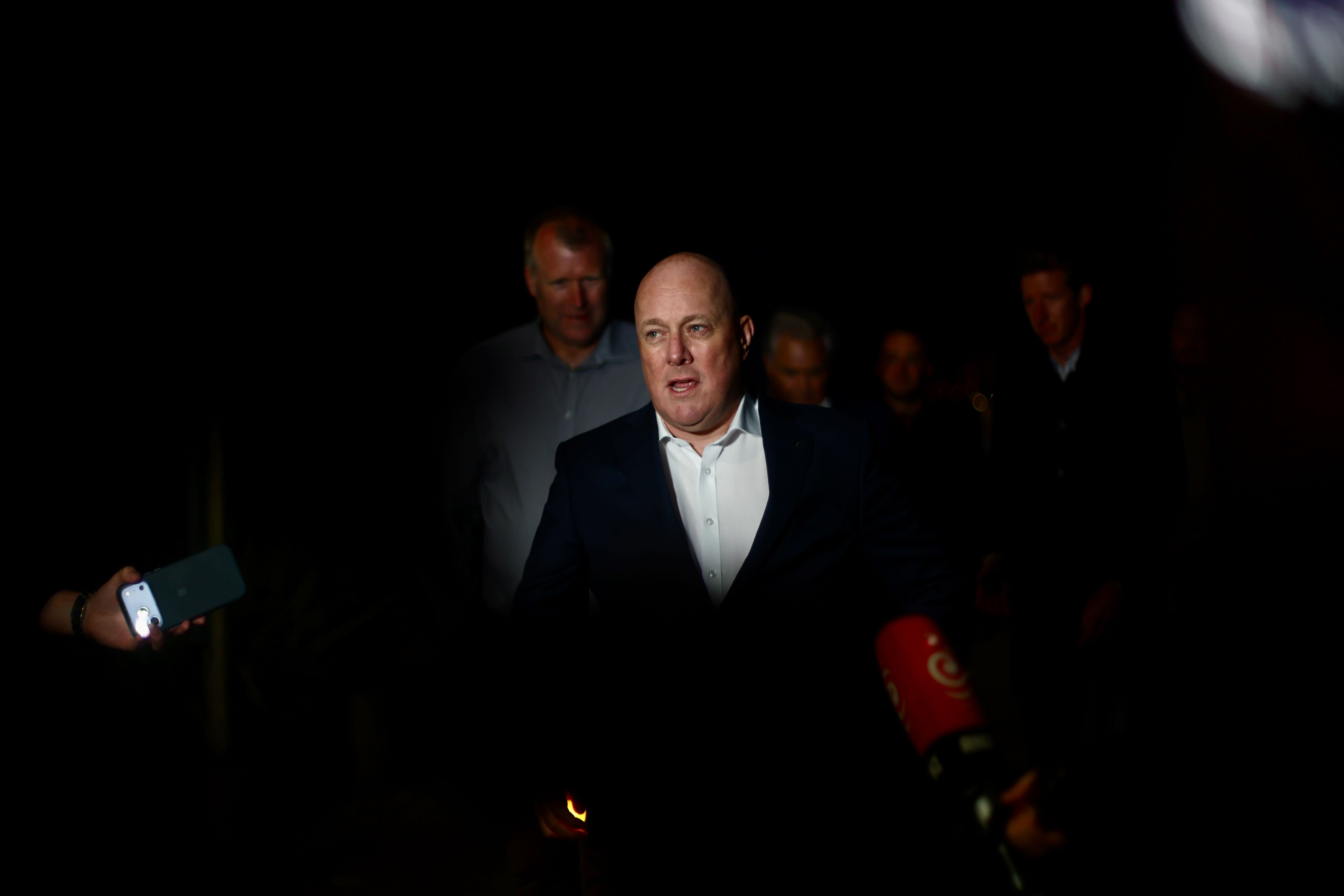 Prime Minister Christopher Luxon met with families who have loved ones missing after Thursday's landslide. Photo / Dean Purcell 