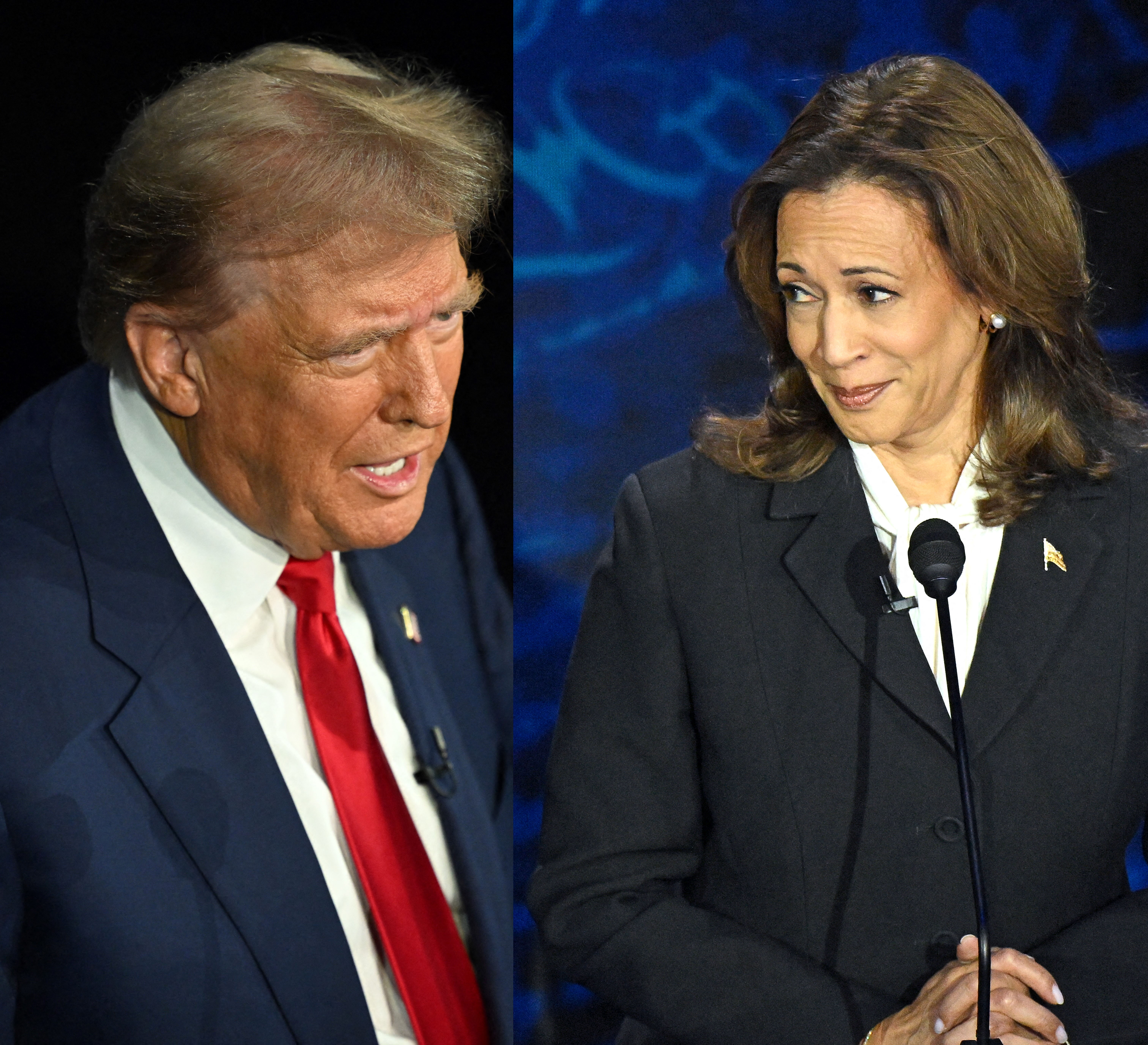 Former US President and Republican presidential candidate Donald Trump speaks during the presidential debate with Vice-President and Democratic presidential candidate Kamala Harris on Wednesday. Photo / AFP