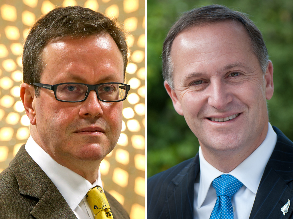 Head of the GCSB spy agency, Ian Fletcher, and Prime Minister John Key. Photo / Hagen Hopkins/Simon Hoyle