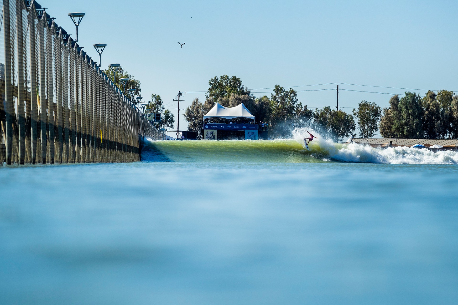Kelly Slater's Surf Ranch produces one wave every four minutes. Each wave lasts for one minute. Photo / WSL