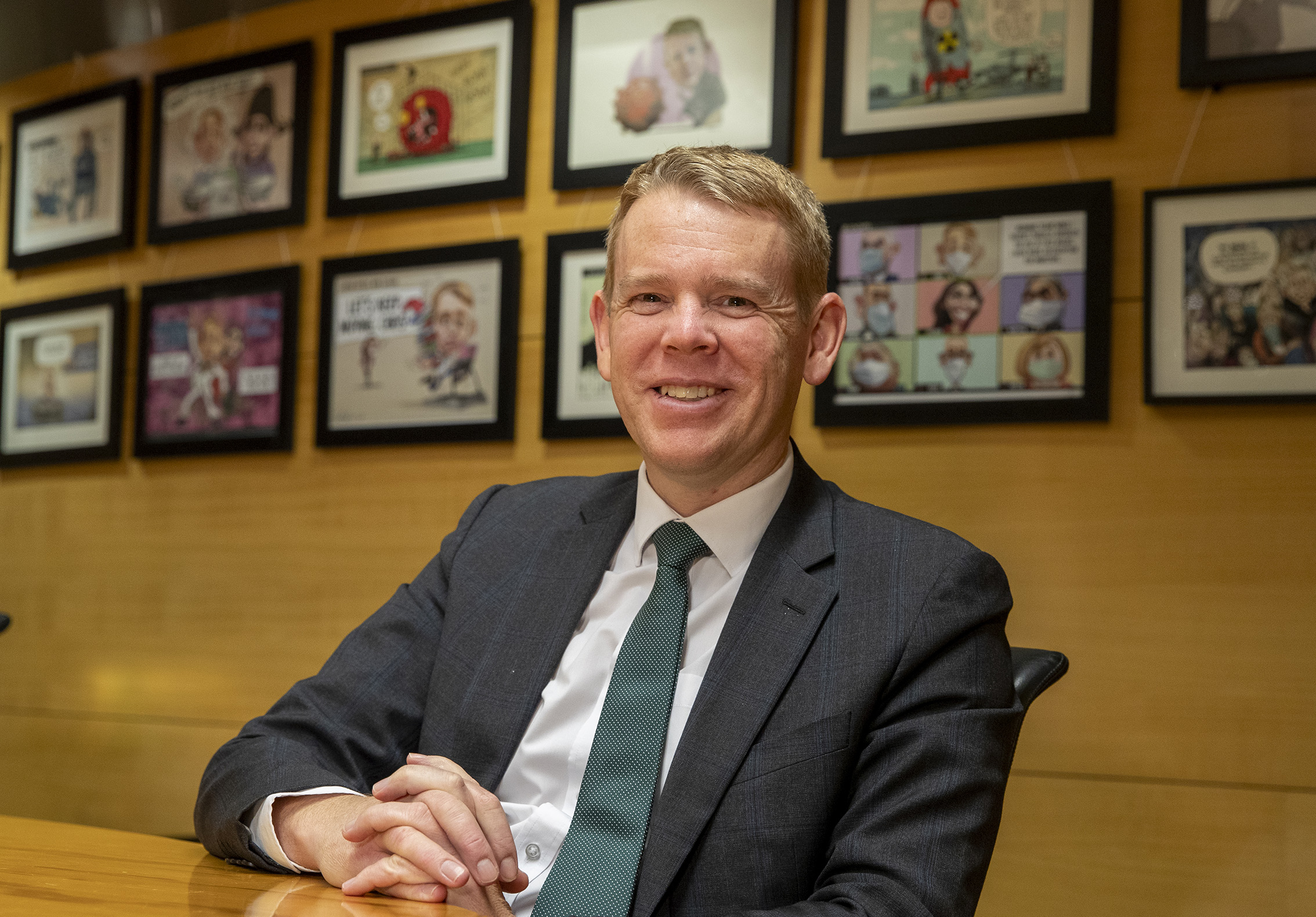 Chris Hipkins in his office on the Beehive's 9th floor. Photo / Mark Mitchell