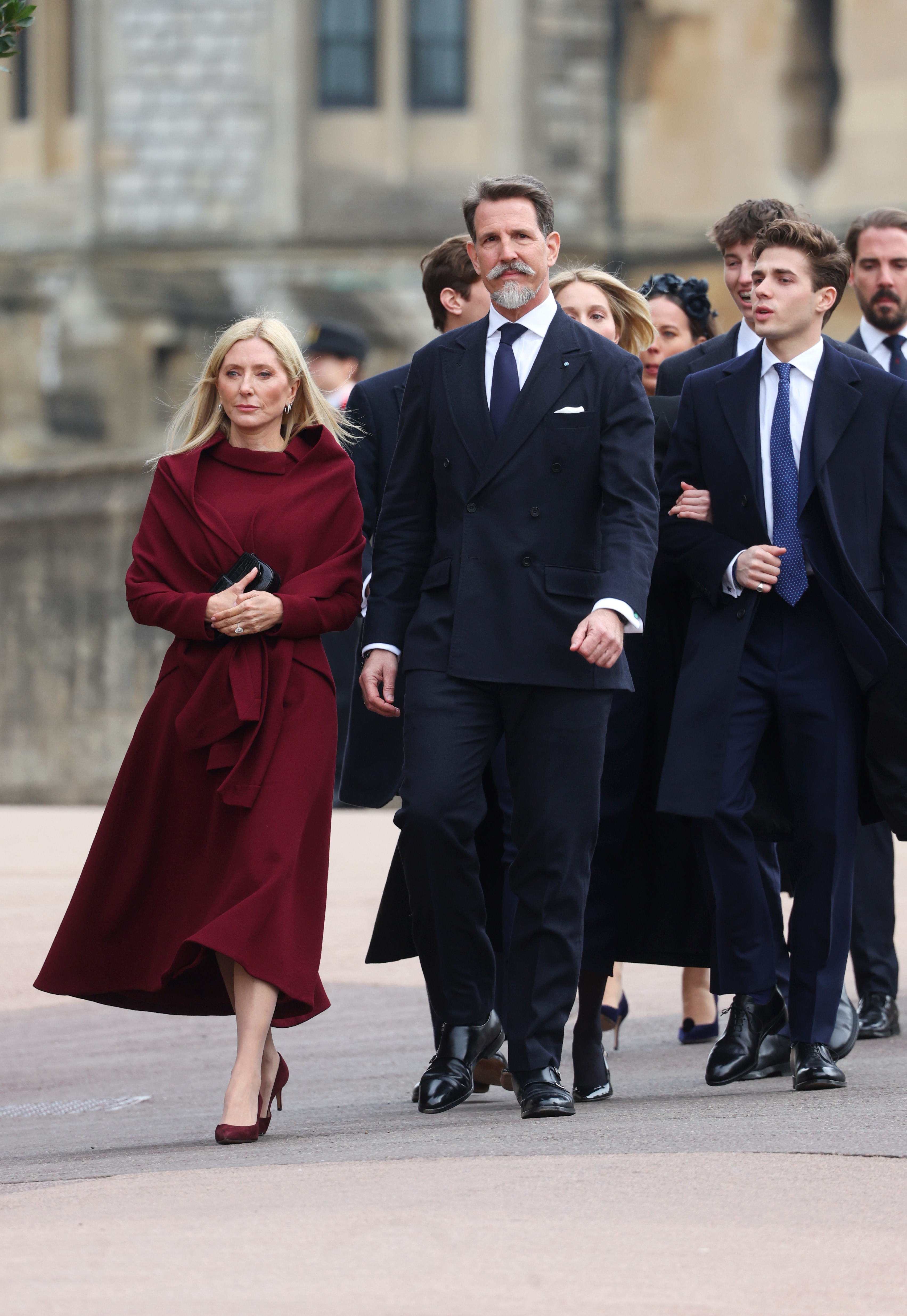 Crown Princess Marie Chantal of Greece and Crown Prince Pavlos of Greece attend the Thanksgiving Service for King Constantine of the Hellenes at St George's Chapel on February 27, 2024 in Windsor, England. Constantine II, Head of the Royal House of Greece, reigned as the last King of the Hellenes from 6 March 1964 to 1 June 1973, and died in Athens at the age of 82. Photo / Getty Images