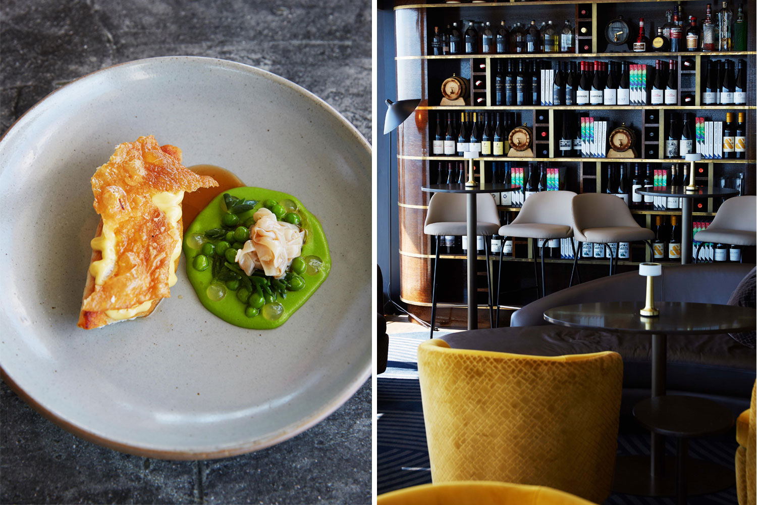 (From the left) The john dory on the menu at The Sugar Club; the bar area. Photos / Rebecca Zephyr Thomas 