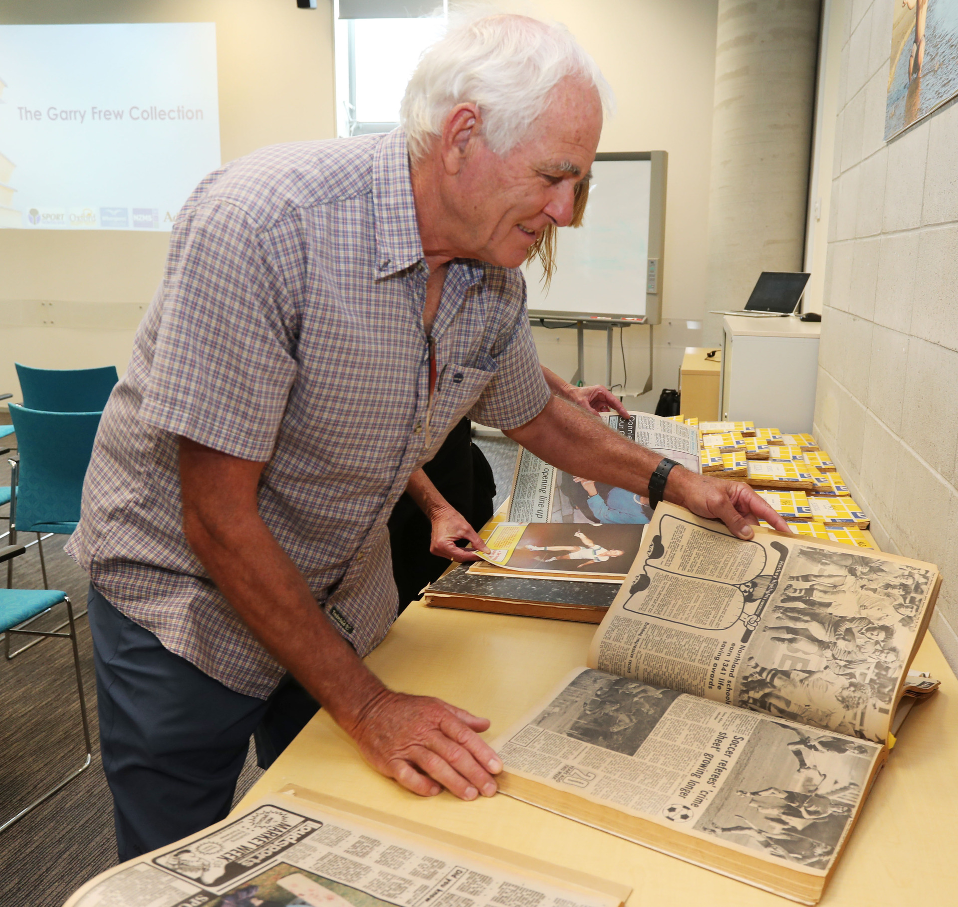 James Morris at the launch of former Northern Advocate sports editor, Garry Frew's scrapbook archives, at the Whangarei Library. Photo/ John Stone