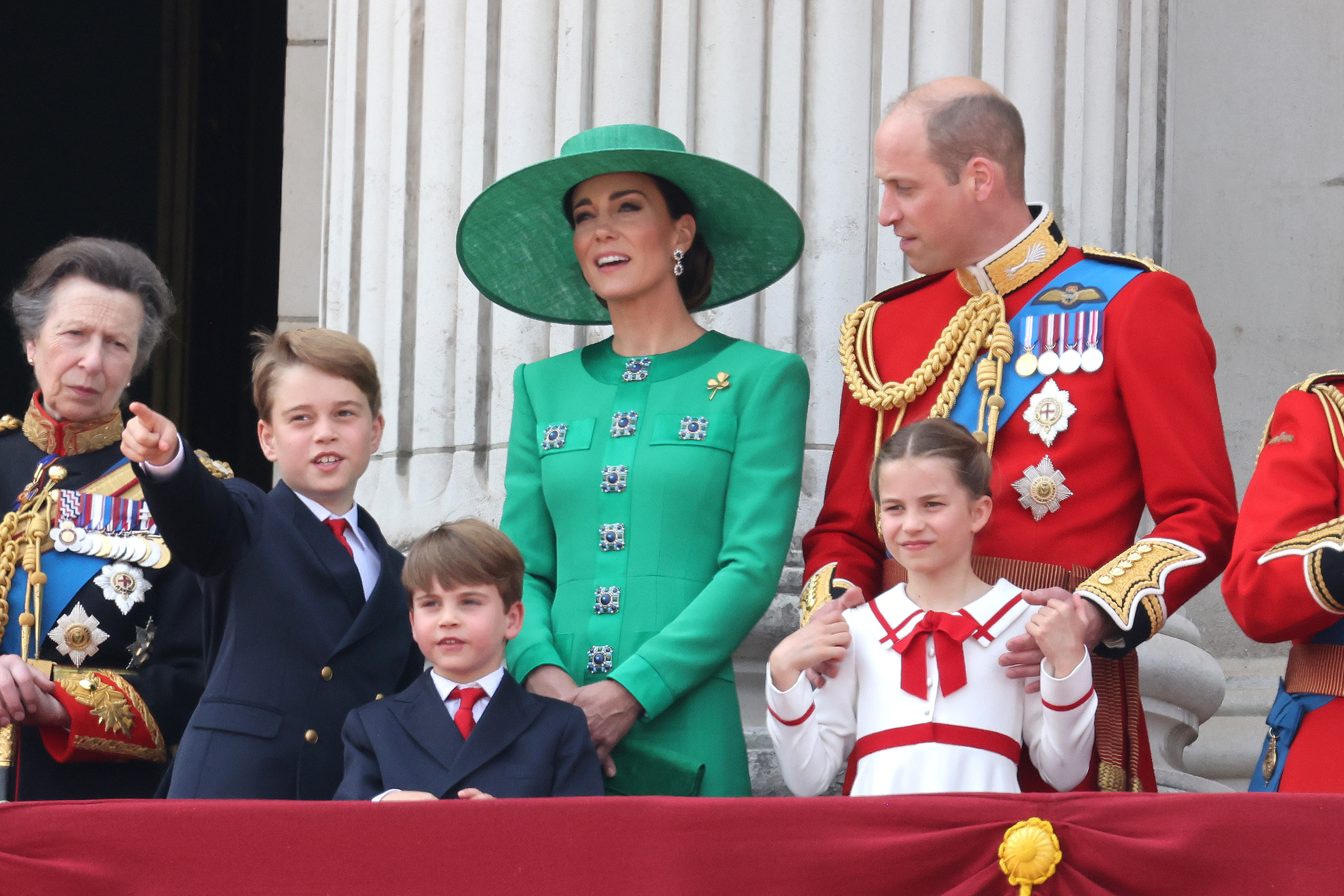 George excitedly IDs planes in magnificent 70-aircraft Trooping the Colour flypast as proud dad William tells him: 'Yes it is, good boy!' Photo / Getty Images