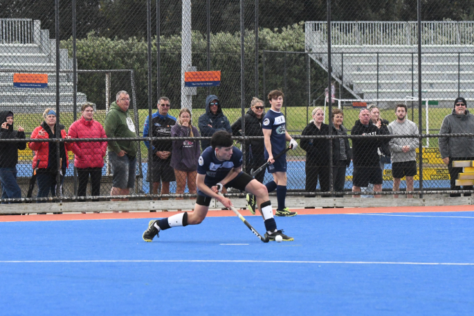 Tauranga Boys’ player Jett Chatfield in action at the final. Photo / Sally Valois.