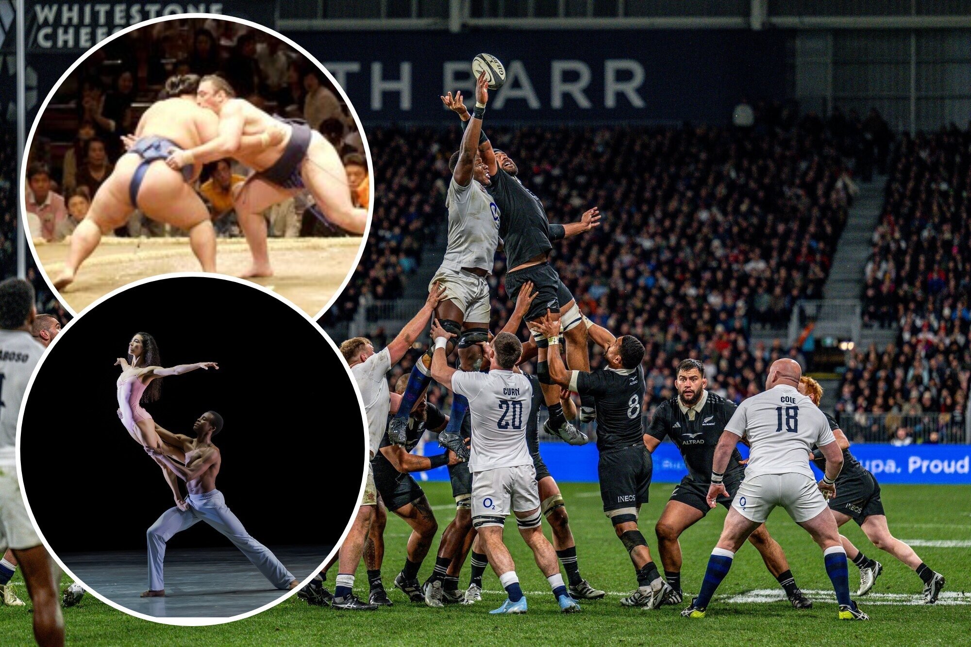 Former All Blacks scrum and lineout coach Mike Cron integrated techniques from ballet and sumo wrestling into All Blacks forward pack. NZ Herald composite photo.
