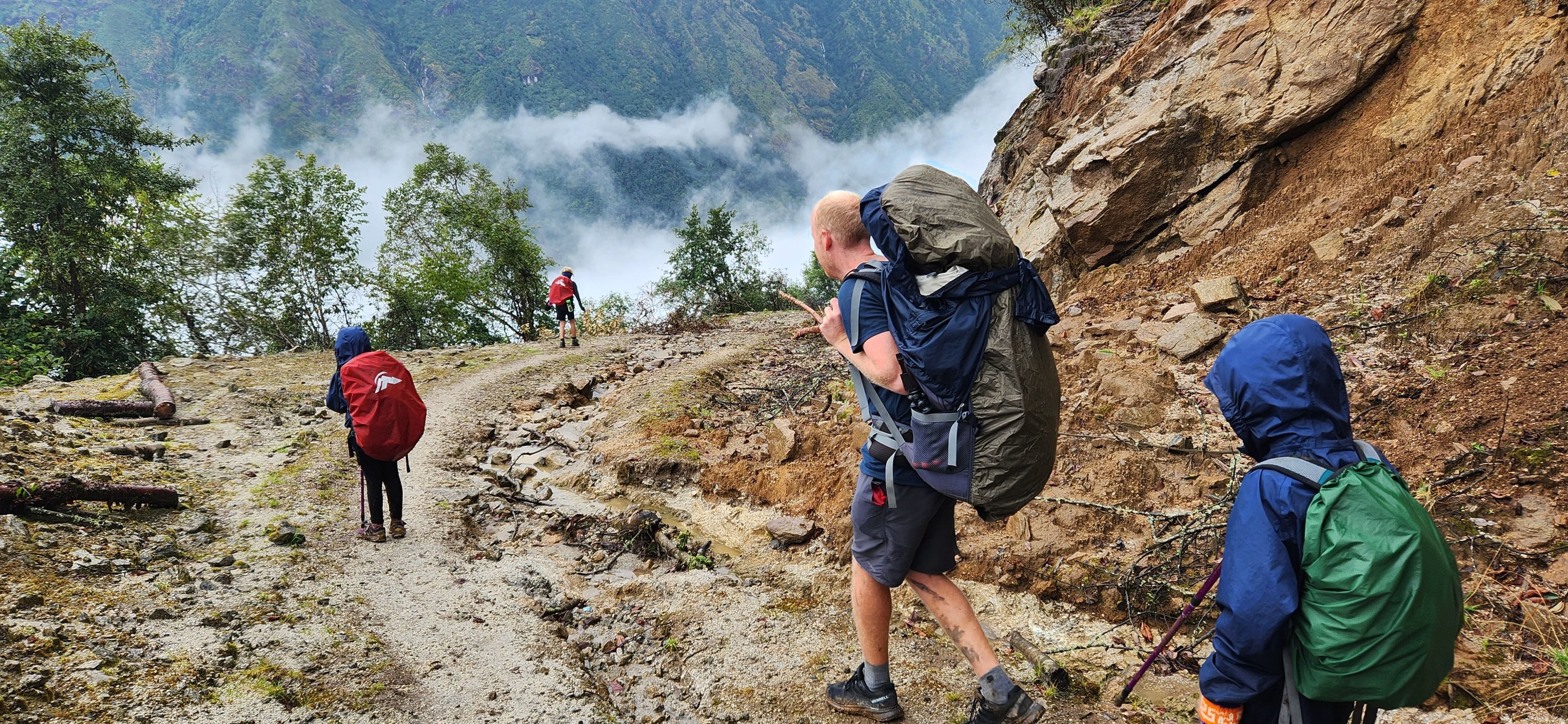 The Matulis family dodging leeches on the Everest Base Camp trek. Photo / Supplied