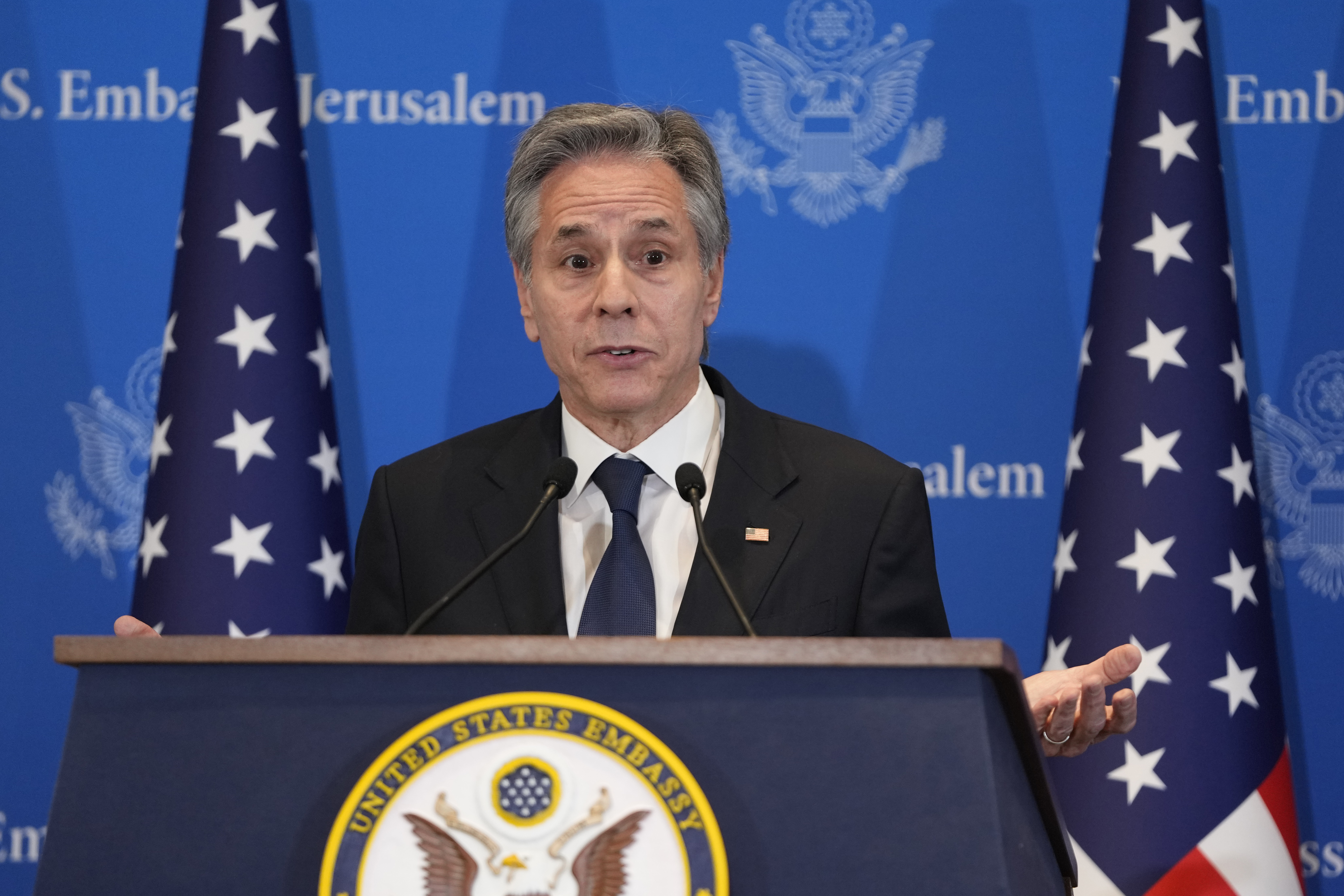 US Secretary of State Antony Blinken speaks during a press conference in Tel Aviv, Israel, Wednesday, Feb. 7, 2024. Photo / AP