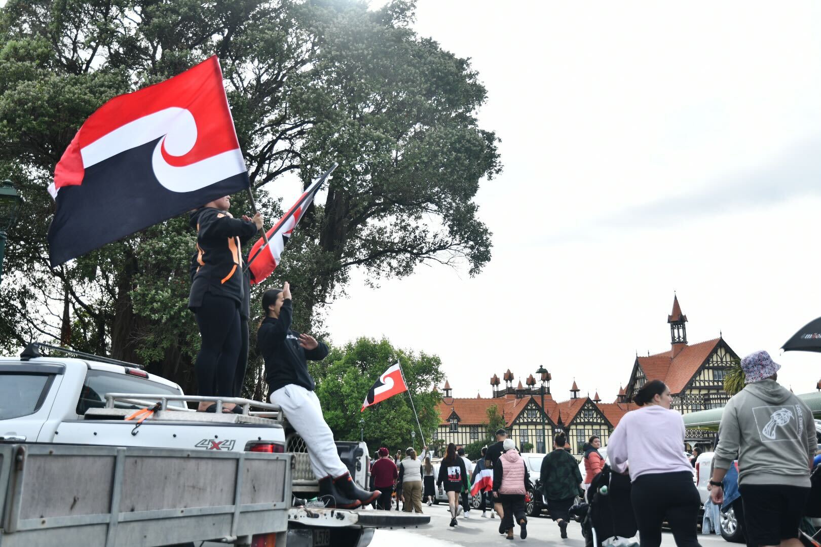 Protesters were seen marching in Rotorua. Photo / Laura Smith
