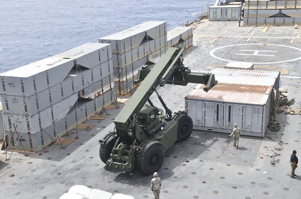 Construction off a floating pier in the Mediterranean Sea off the Gaza Strip. Photo / AP