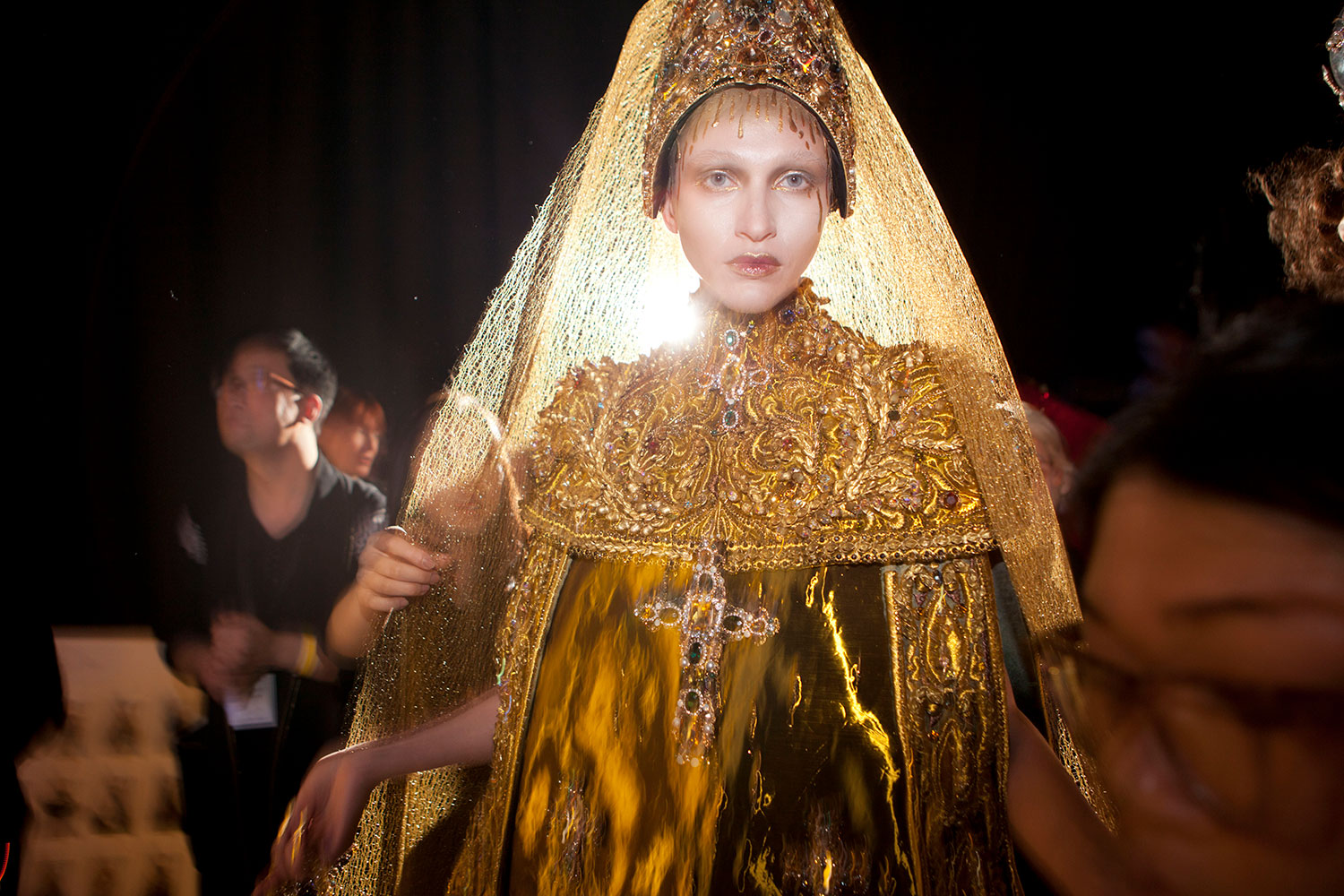 Guo Pei backstage, spring/summer 2017 couture. Photo / Supplied
