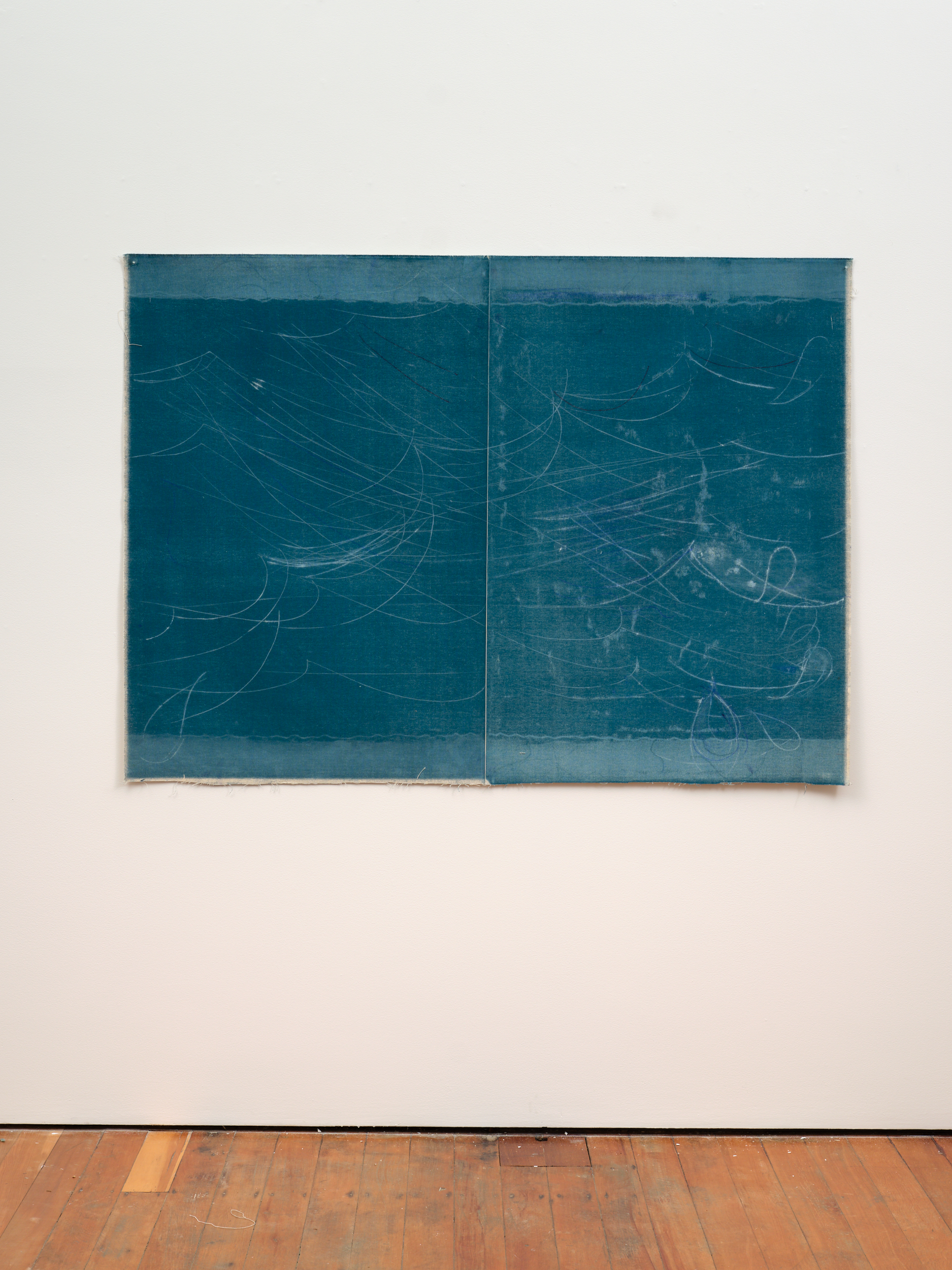 Anoushka Akel, 'The Sea is Another Story', 2022, lithographic ink and oil on un-stretched canvas, 1070 x 1440mm. Photo / Courtesy of the artist and Michael Lett