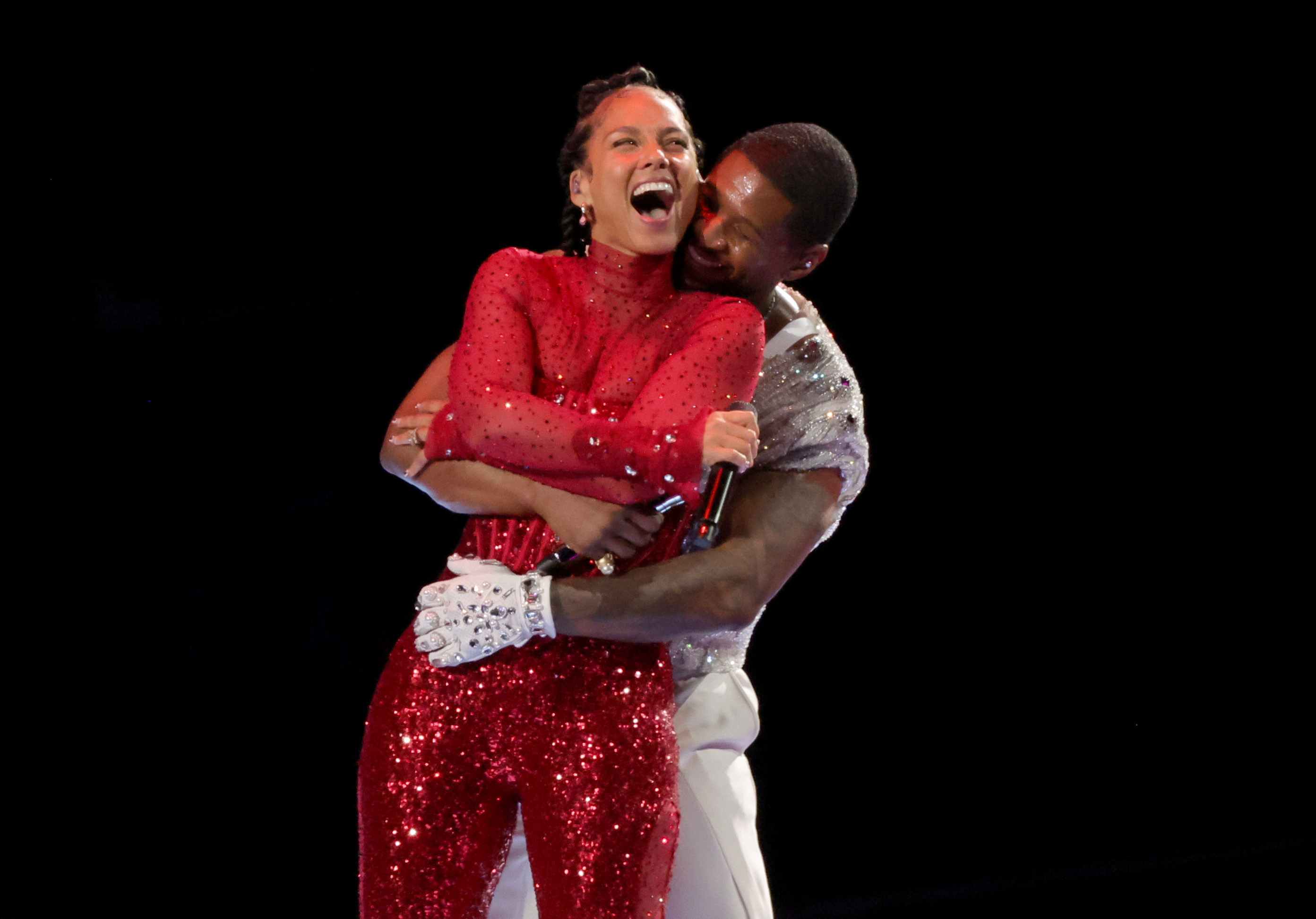 Alicia Keys and Usher perform onstage during the Super Bowl LVIII halftime show. Photo / Getty Images