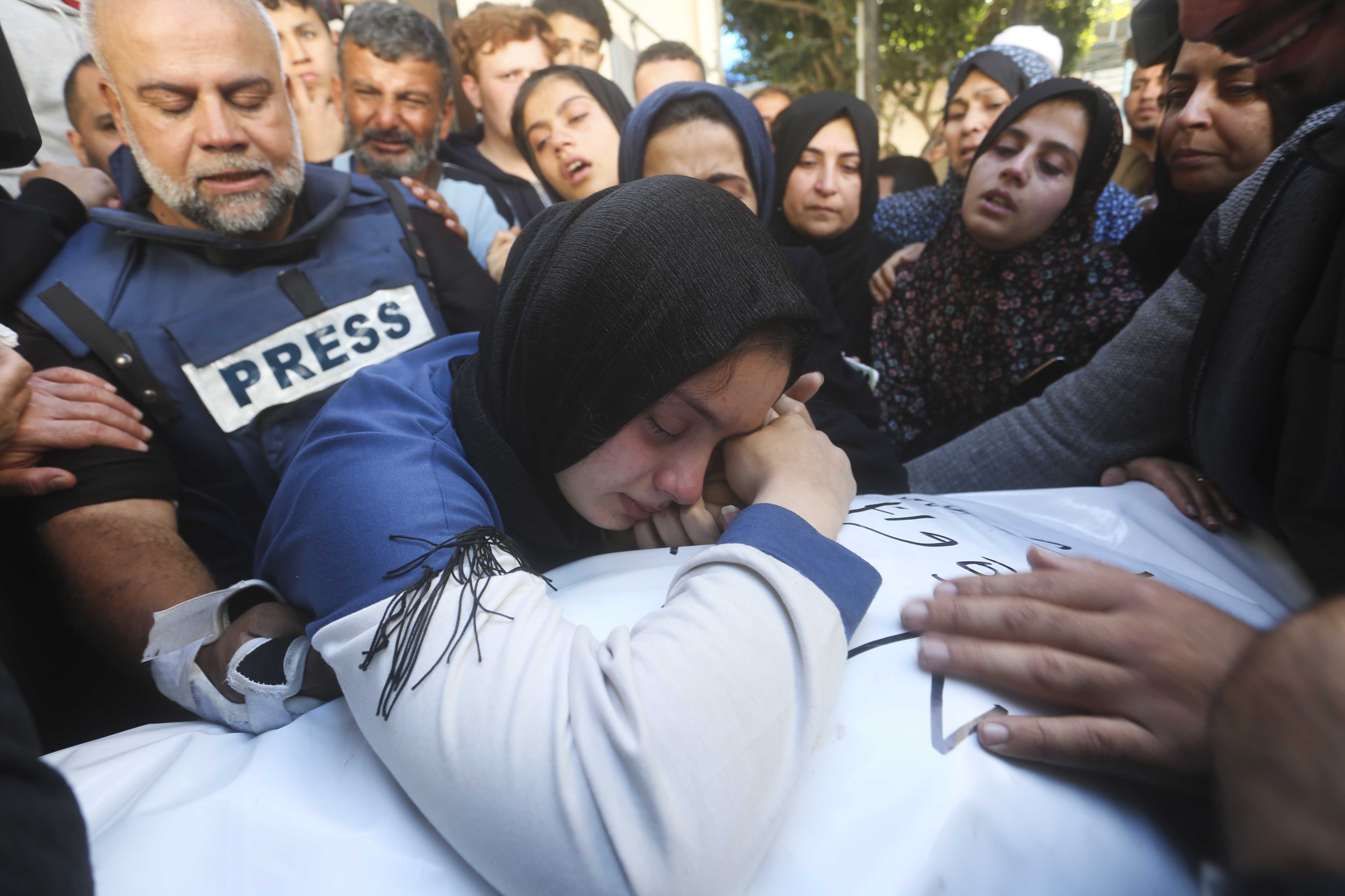 Al Jazeera journalist Wael Dahdouh mourns his son Hamza, who also worked for Al Jazeera. Photo / AP