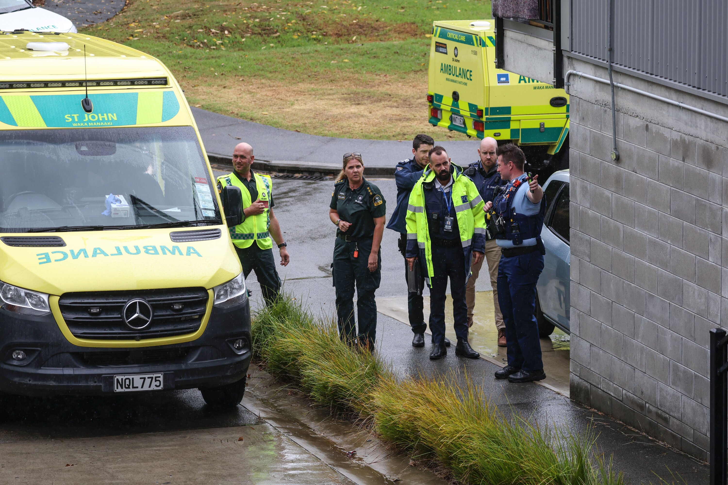 Police and emergency services at at Mt Albert Kāinga Ora estate where a man died last month. Photo / Jason Oxenham