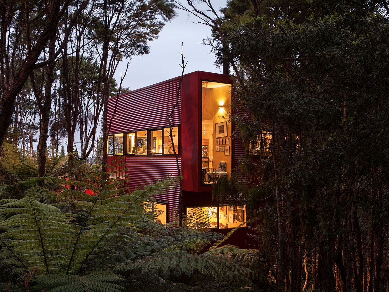 Ken Crosson's modern Red House in the Waitakere has won a German Design Award. Picture / Simon Devitt