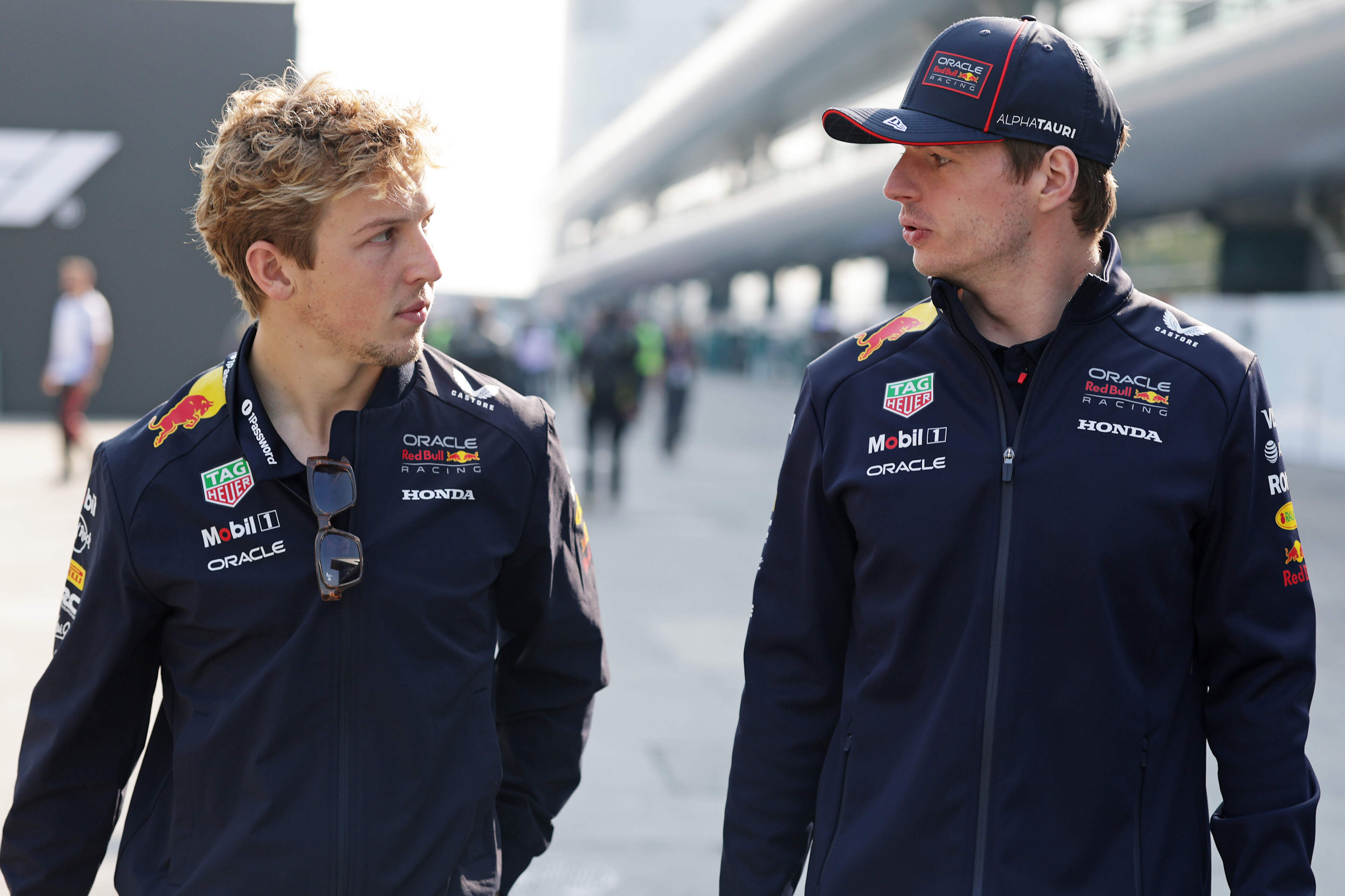 Liam Lawson (left) with red Bull teammate Max Verstappen at the Chinese Grand Prix. Photo / Red Bull Content Pool