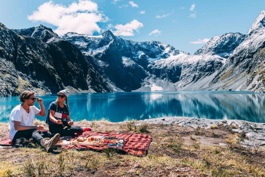 Over the Top helicopters gourmet picnic, a picture-perfect New Zealand lunch. Photo / Over the Top Helicopters