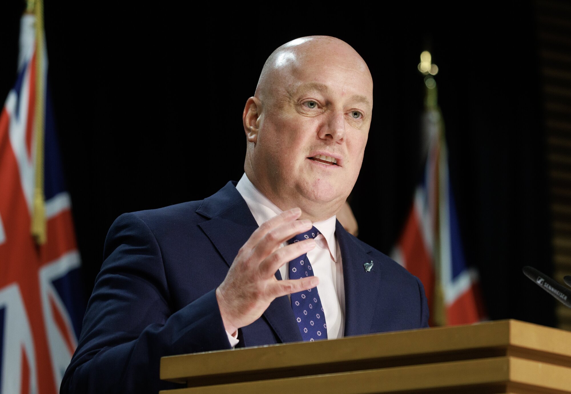 National leader Christopher Luxon made his first campaign promise today. Photo / Mark Mitchell













 














