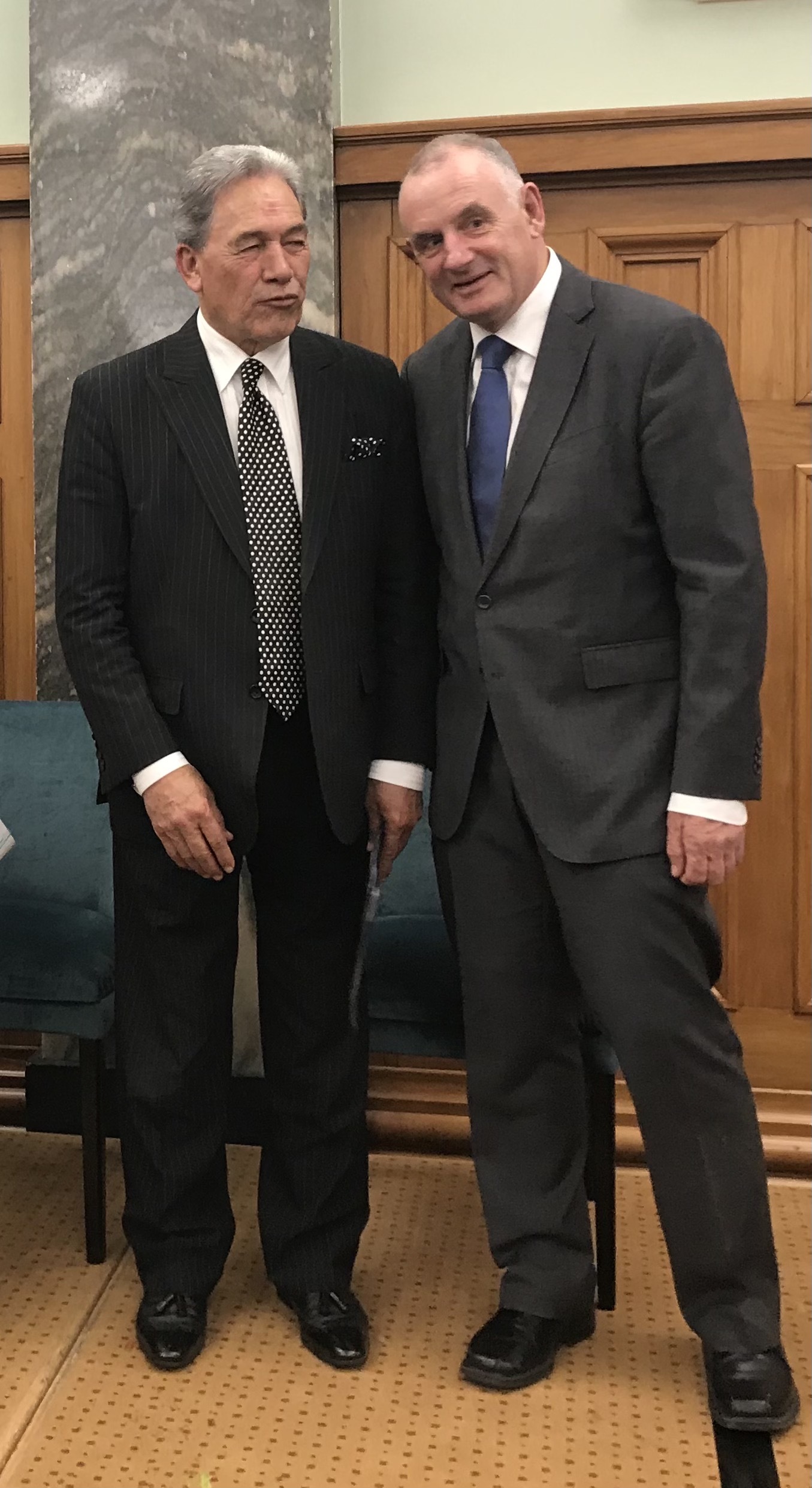 Winston Peters and Trevor Mallard at a farewell for Peters after he was voted out of Parliament in late 2020. Photo / Audrey Young