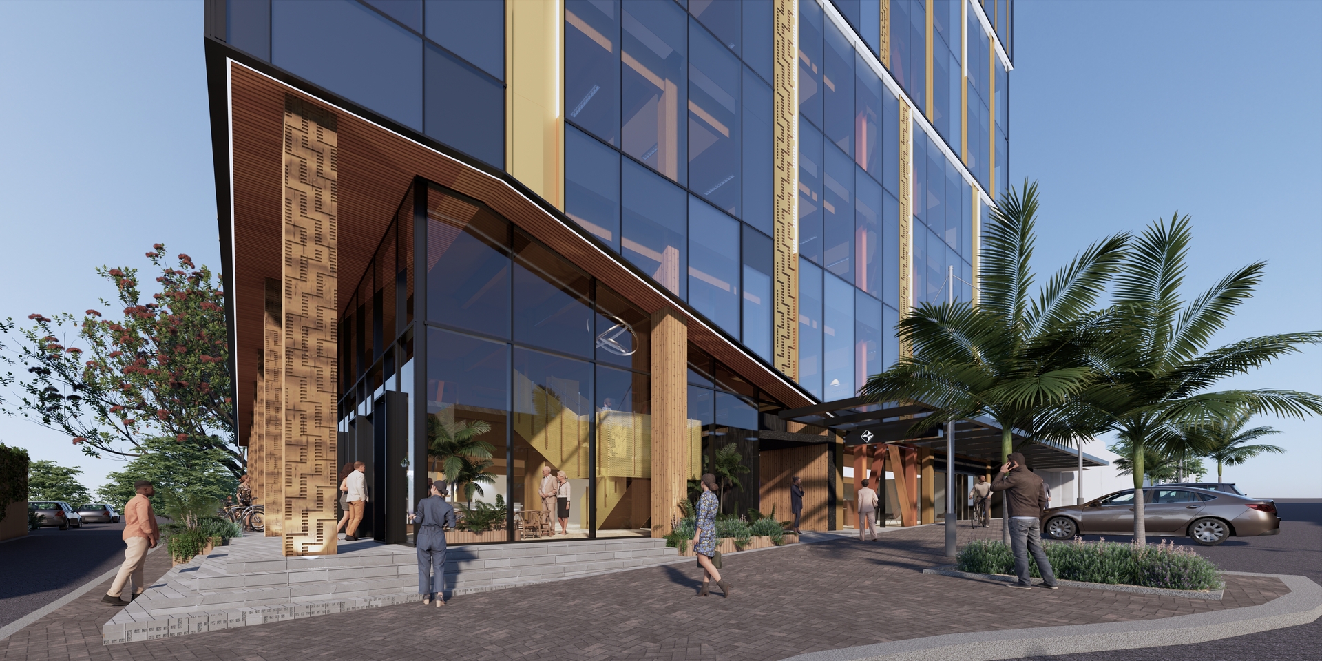 Artistic renders show what a future Tauranga City Council building will look like once it is built at 90 Devonport Rd. Photo / Supplied