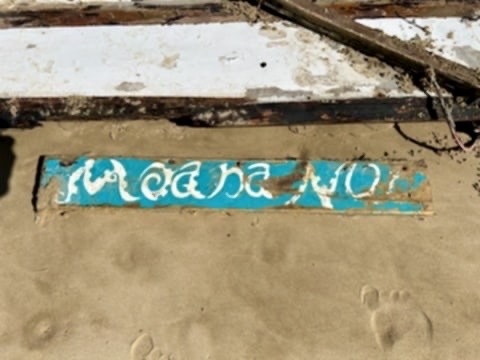The Moana Nui's name plate later washed up on Tokerau Beach. Photo / Supplied