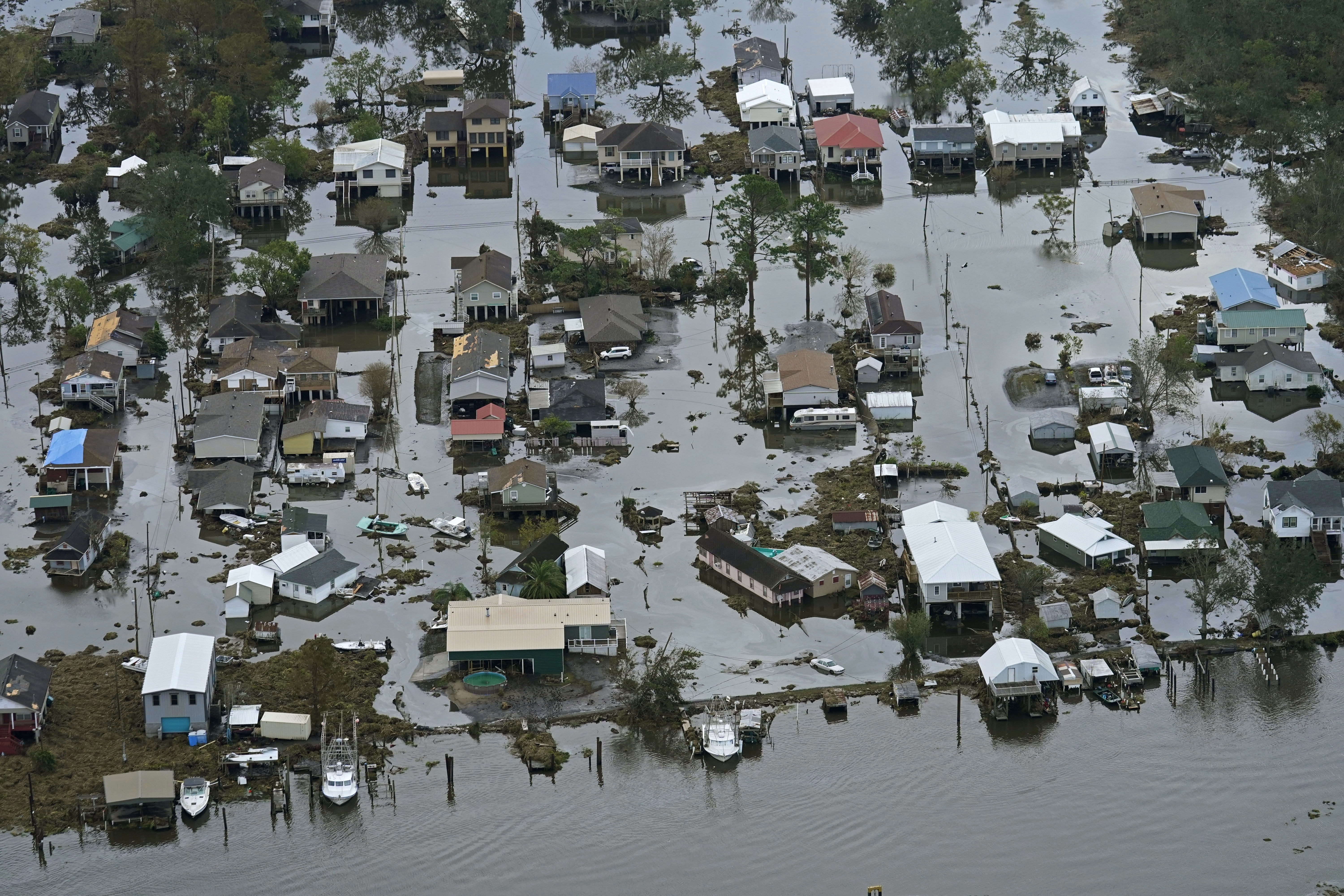 Floodwaters in the aftermath of Hurricane Ida in Lafitte, Louisiana in 2021. A new study argued back-to-back hurricanes that hit the same general place in the United States seemed to be happening more often. Photo / Gerald Herbert, AP
