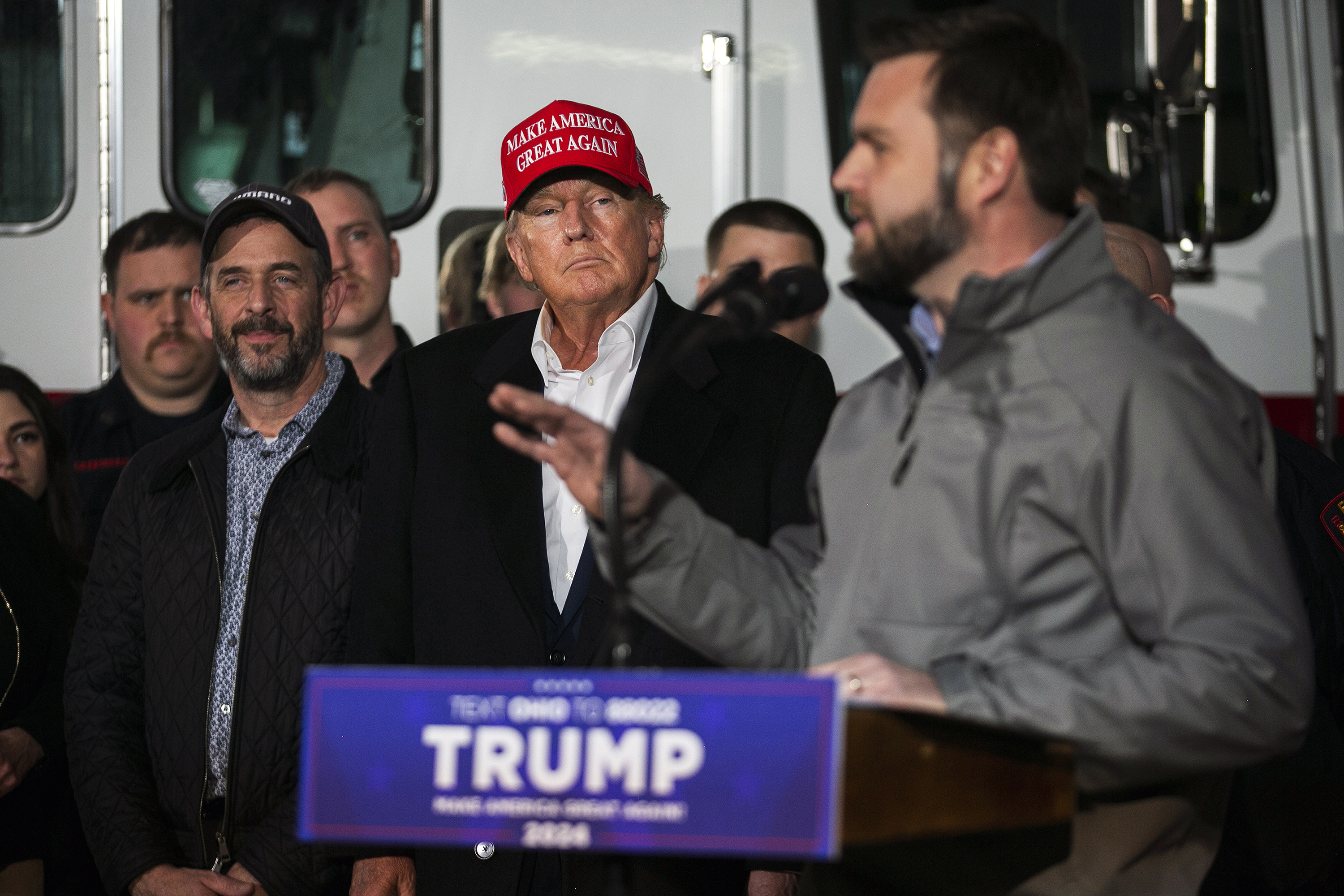 Donald Trump visited East Palestine, Ohio, after a train derailment spilled hazardous chemicals. Photo / Maddie McGarvey, The New York Times
