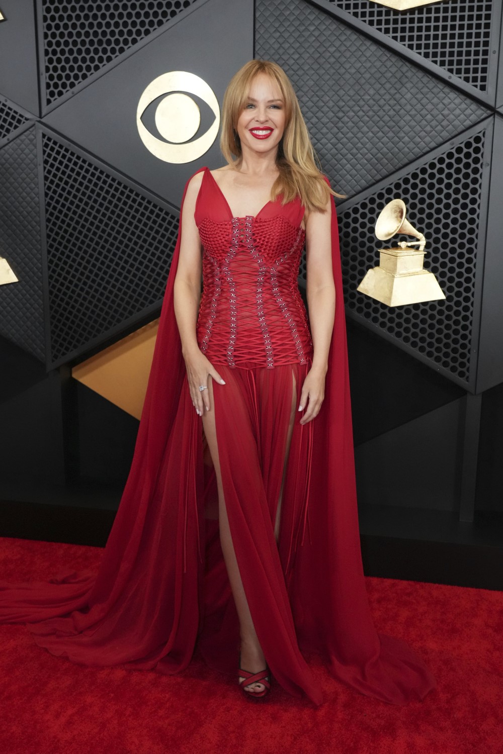 Kylie Minogue arrives at the 66th annual Grammy Awards in Los Angeles. Photo / Jordan Strauss, AP