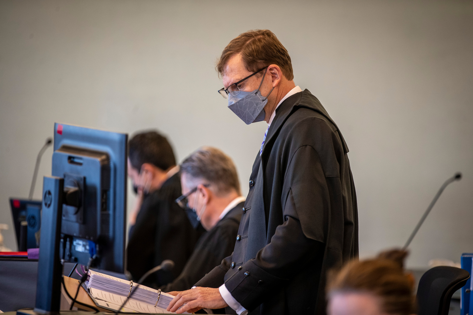 John Dixon QC (standing) and Paul Wicks QC (to the right) prosecuted the case for the SFO. Photo / Michael Craig