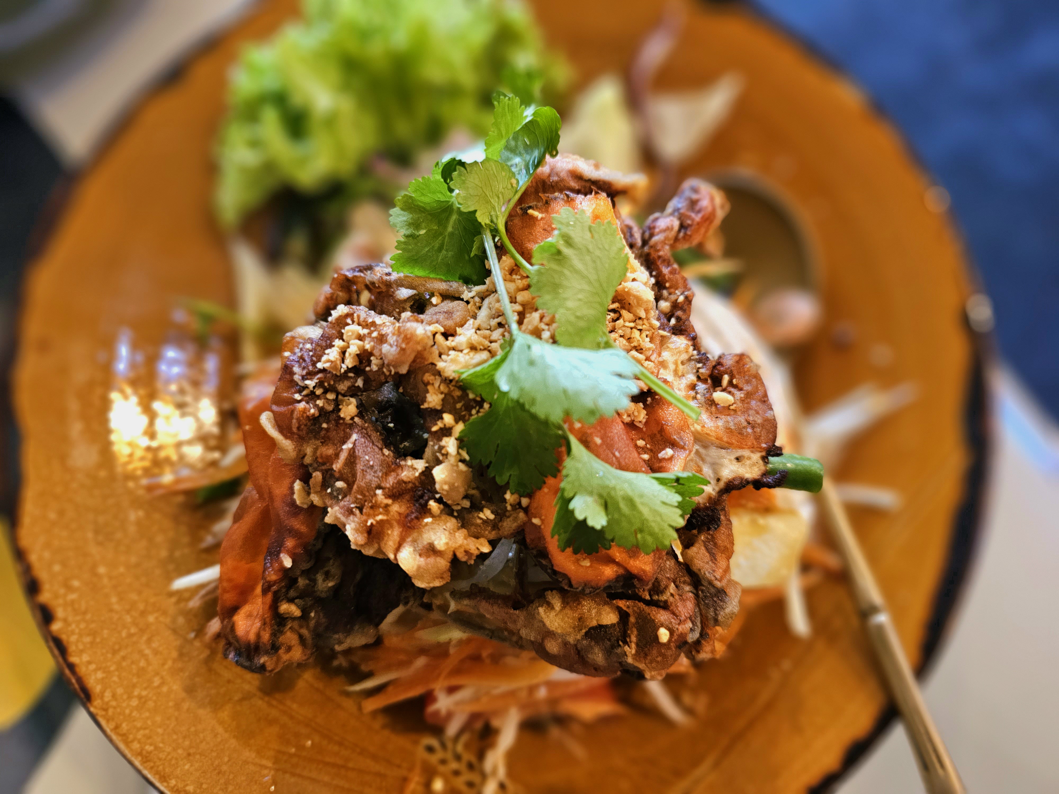 Soft shell crab with som tum from Sa-On Thai. Photo / Alexia Santamaria