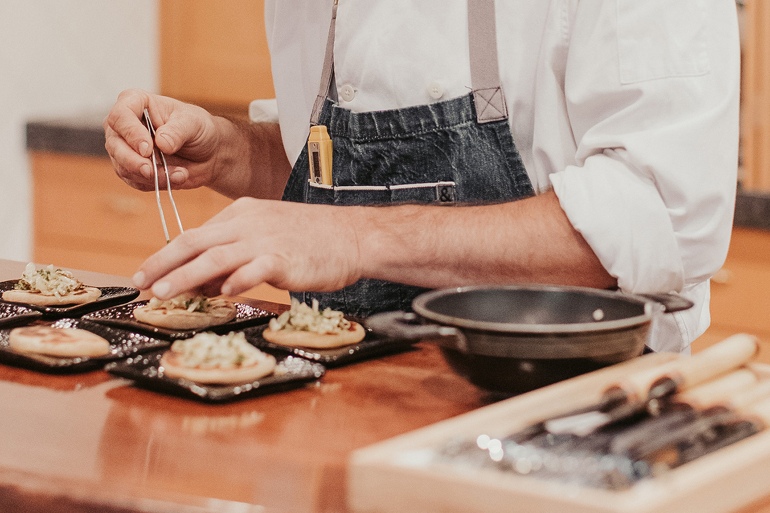  Giulio Sturla at work in his six-seater Lyttelton restaurant, Mapu. Photo / Supplied