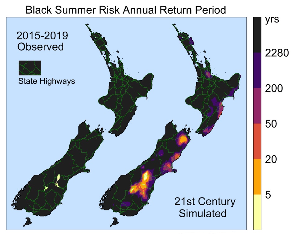 This map shows areas of New Zealand where conditions that led to Australia's