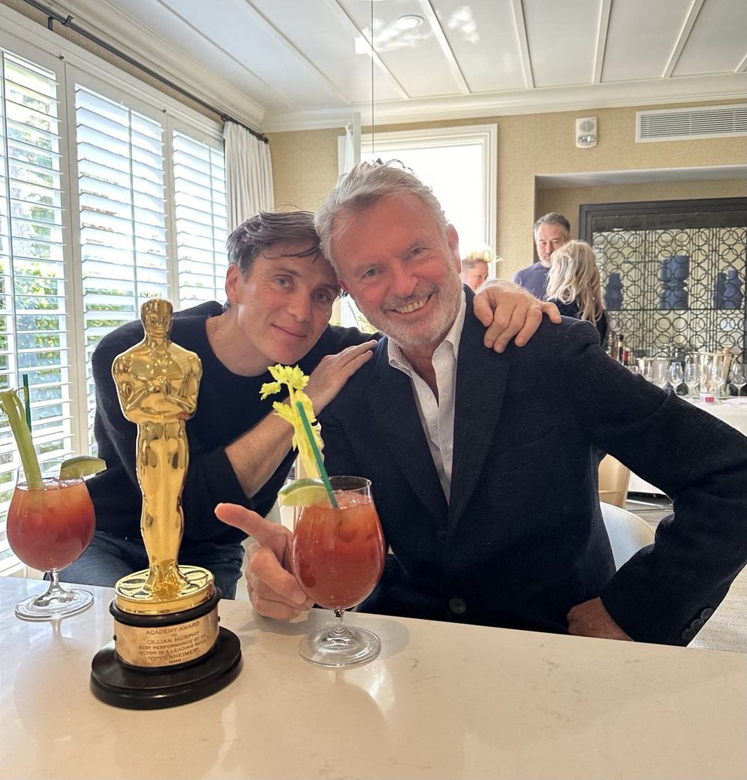 Cillian Murphy and Sam Neill celebrate the Oppenheimer star's Oscar win. Photo / Sam Neill