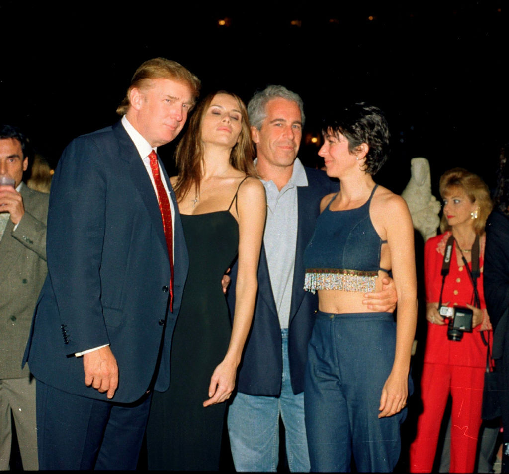 Jeffery Epstein with British heiress Ghislaine Maxwell in 2000 at Donald Trump's Mar-a-Lago in Palm Beach with Trump's then girlfriend, Melania Knauss. Photo / Getty Images