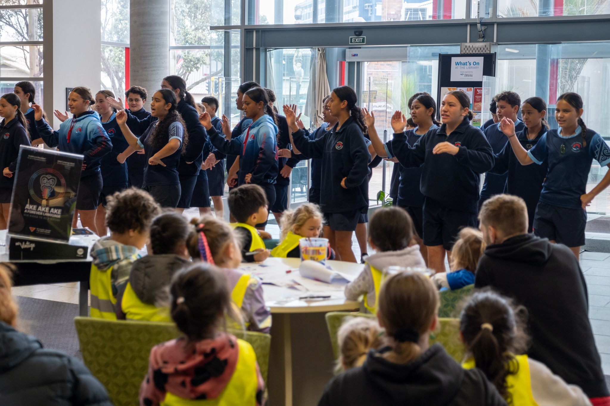 Whangārei Intermediate School perform at Whangārei Central Library.