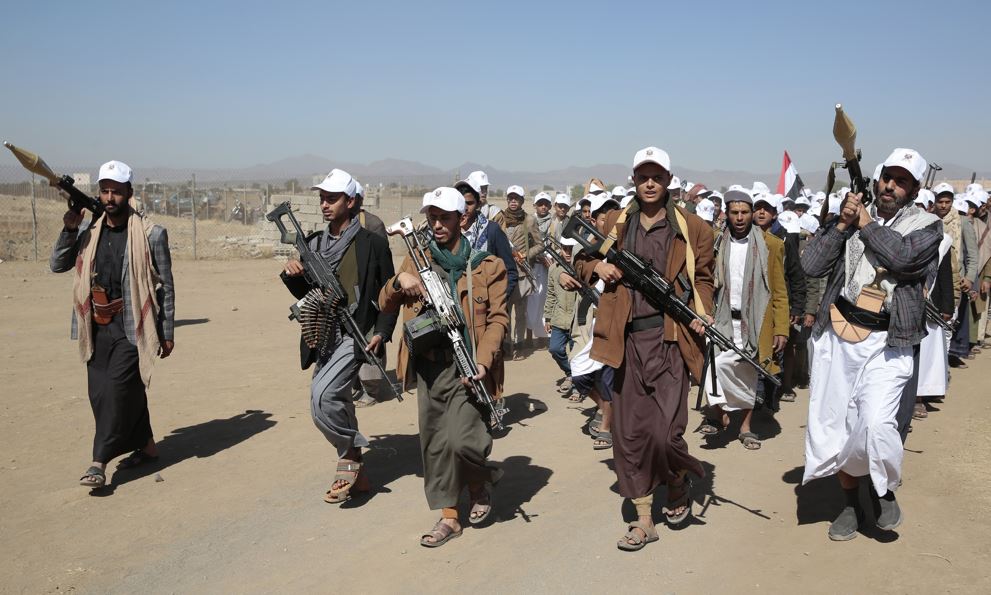 Houthi supporters attend a rally in Sanaa, Yemen on Friday in support of Palestinians in the Gaza Strip and against US-led airstrikes on Yemen. Photo / AP