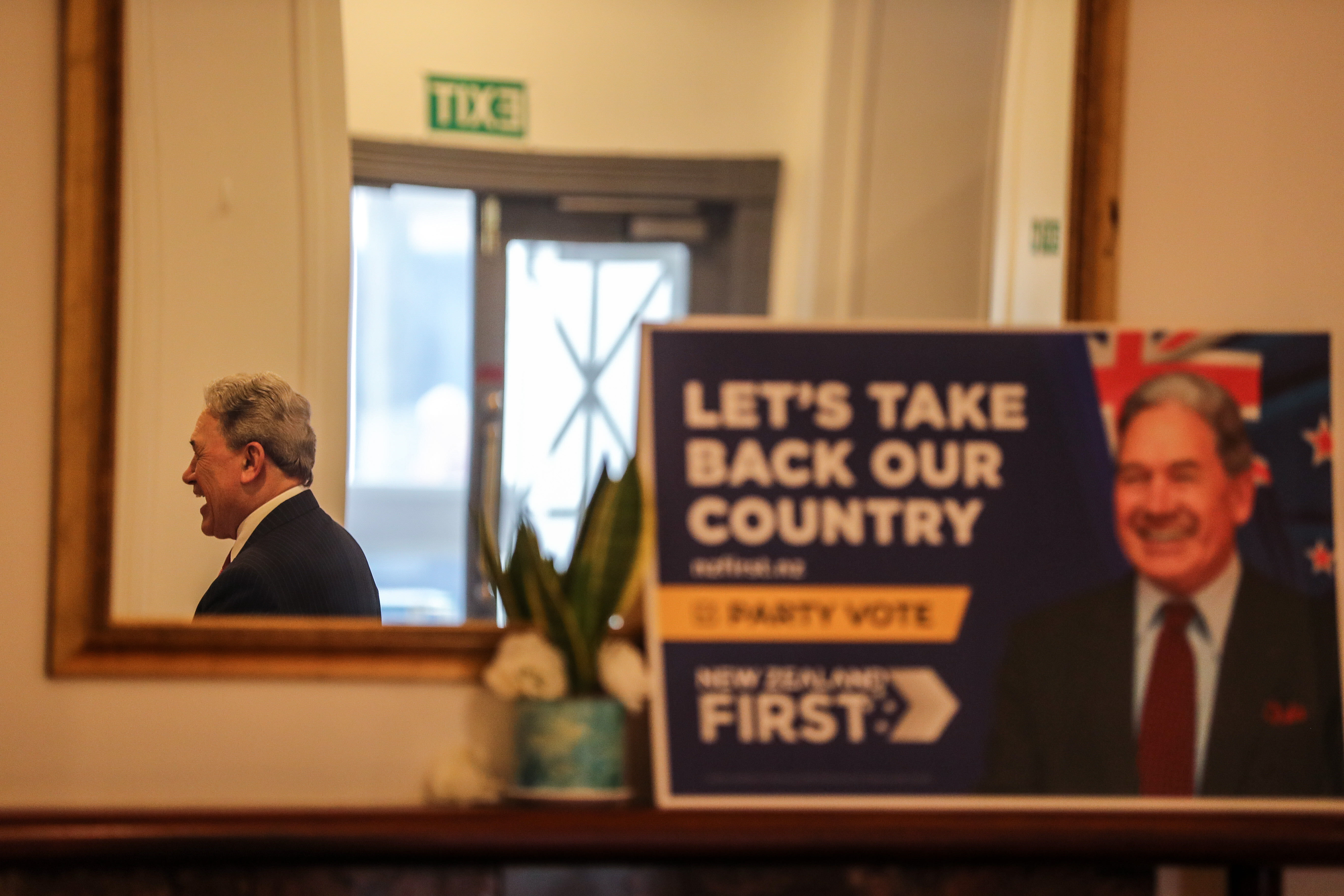 Winston Peters reminded the public meeting of his decades of political experience.   Photo / Michael Craig