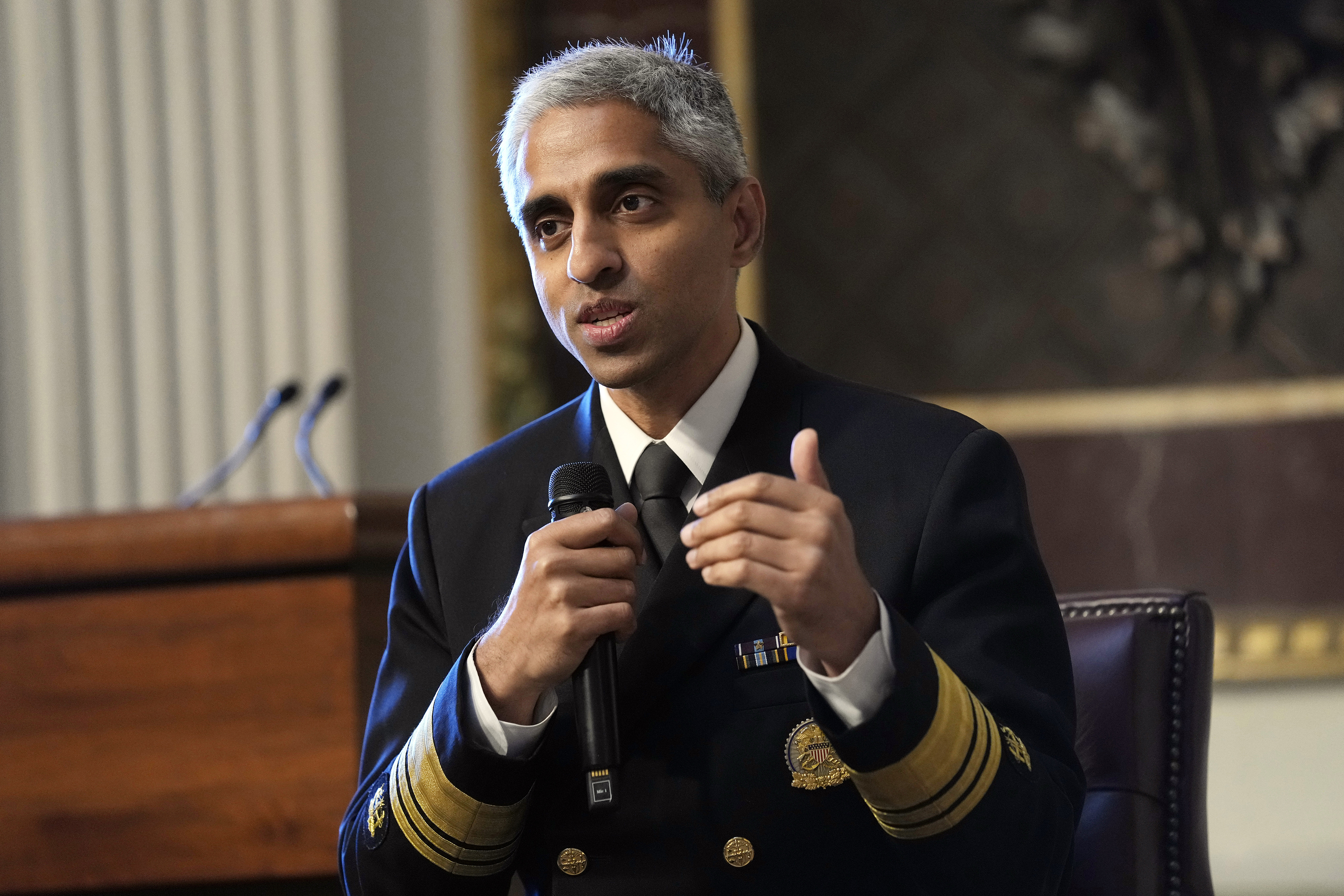 Surgeon General Dr Vivek Murthy is asking Congress to require warning labels on social media platforms similar to those on cigarette boxes. Photo / Susan Walsh, AP, File